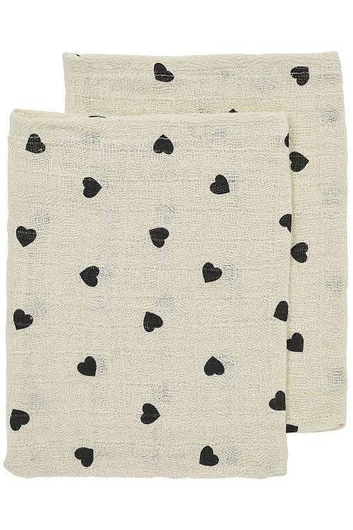 MEYCO Hydrofiele doeken sweet heart 2pack - 20x17cm - soft sand/black