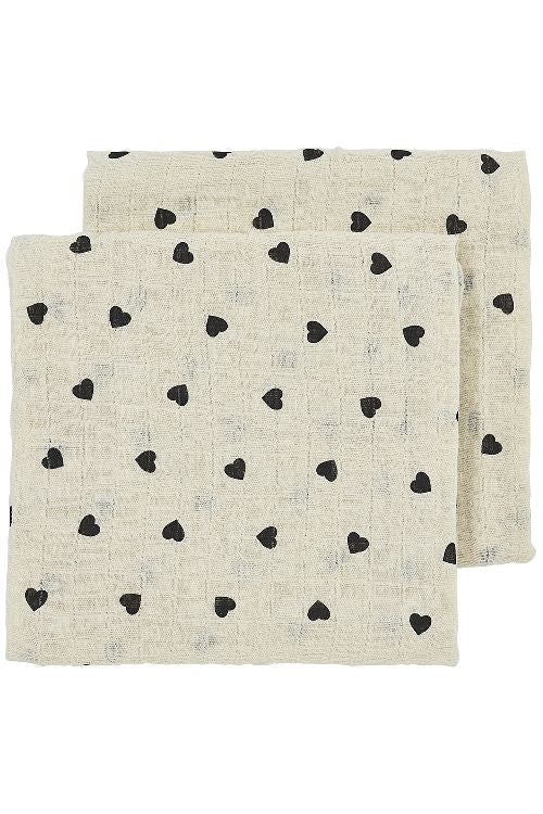 MEYCO Hydrofiele doeken sweet heart 2pack - 70x70cm - soft sand/black