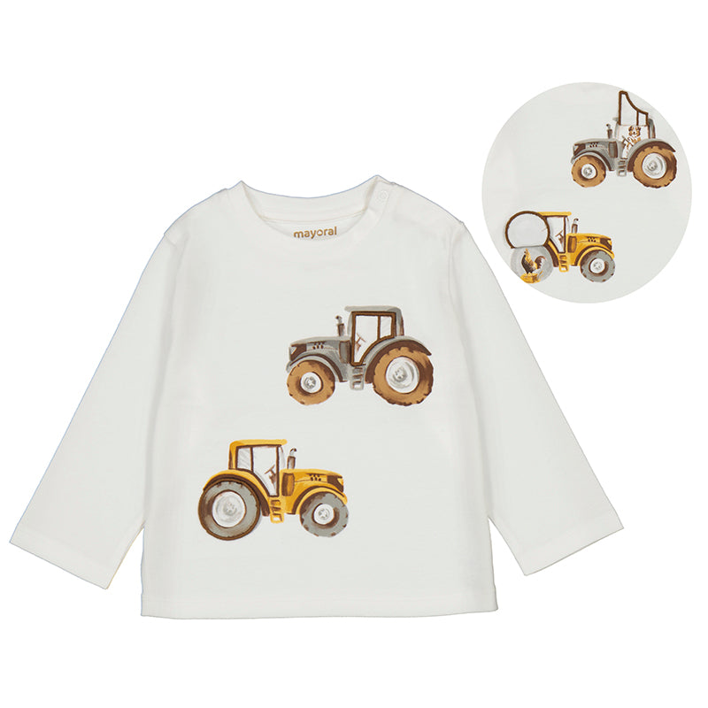 MAYORAL B L/s "Play" tractor shirt - cream -   9M