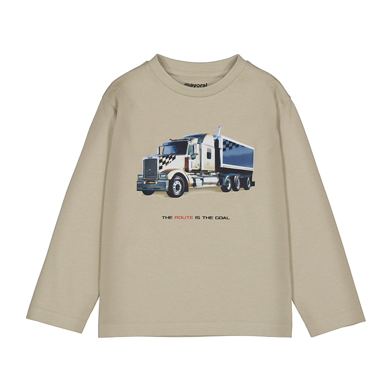 MAYORAL B L/s "truck" shirt - bark - 10