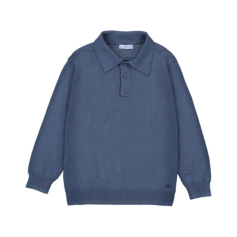 MAYORAL B L/s knit polo - steel - 4