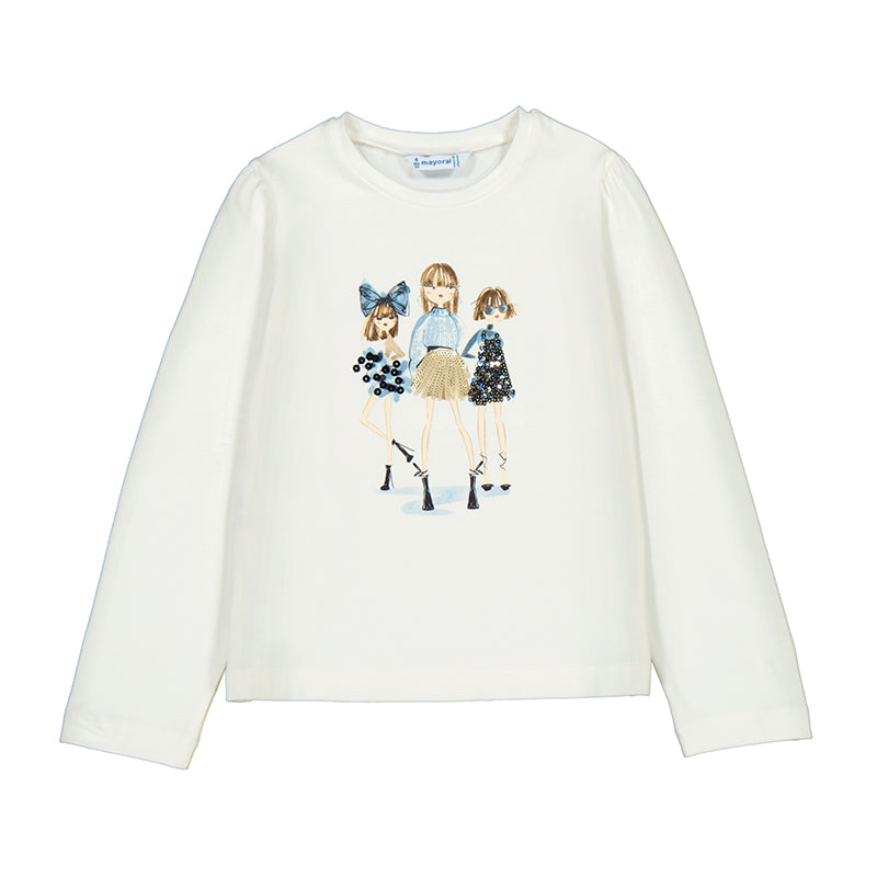 MAYORAL G L/s shirt dress - cream/ navy - 9