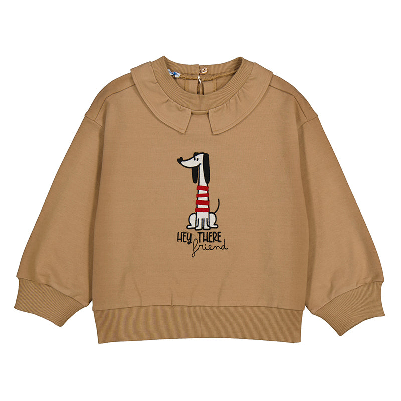 MAYORAL G Ruffled collar pullover - camel - 6