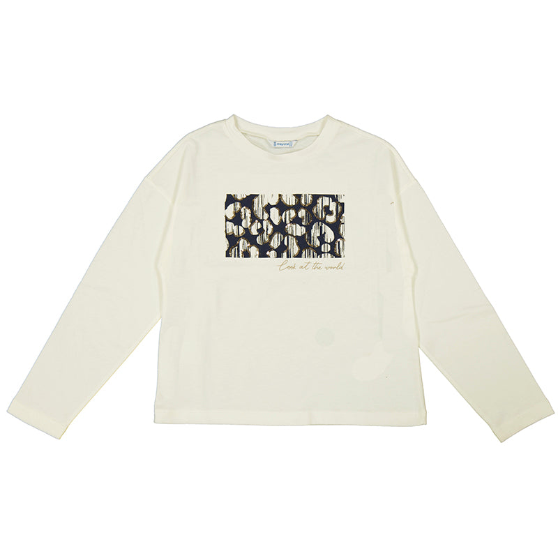 MAYORAL G L/s graphic t-shirt - cream - 12