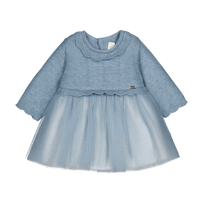 MAYORAL G Tricot/ tull dress - moon -  6/9