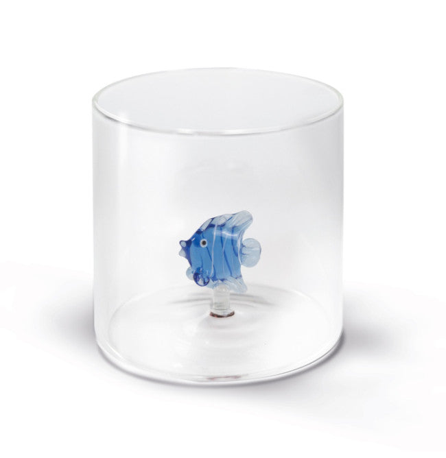 WD Glas 250ml in borosilicaat glas - vis blauw deco