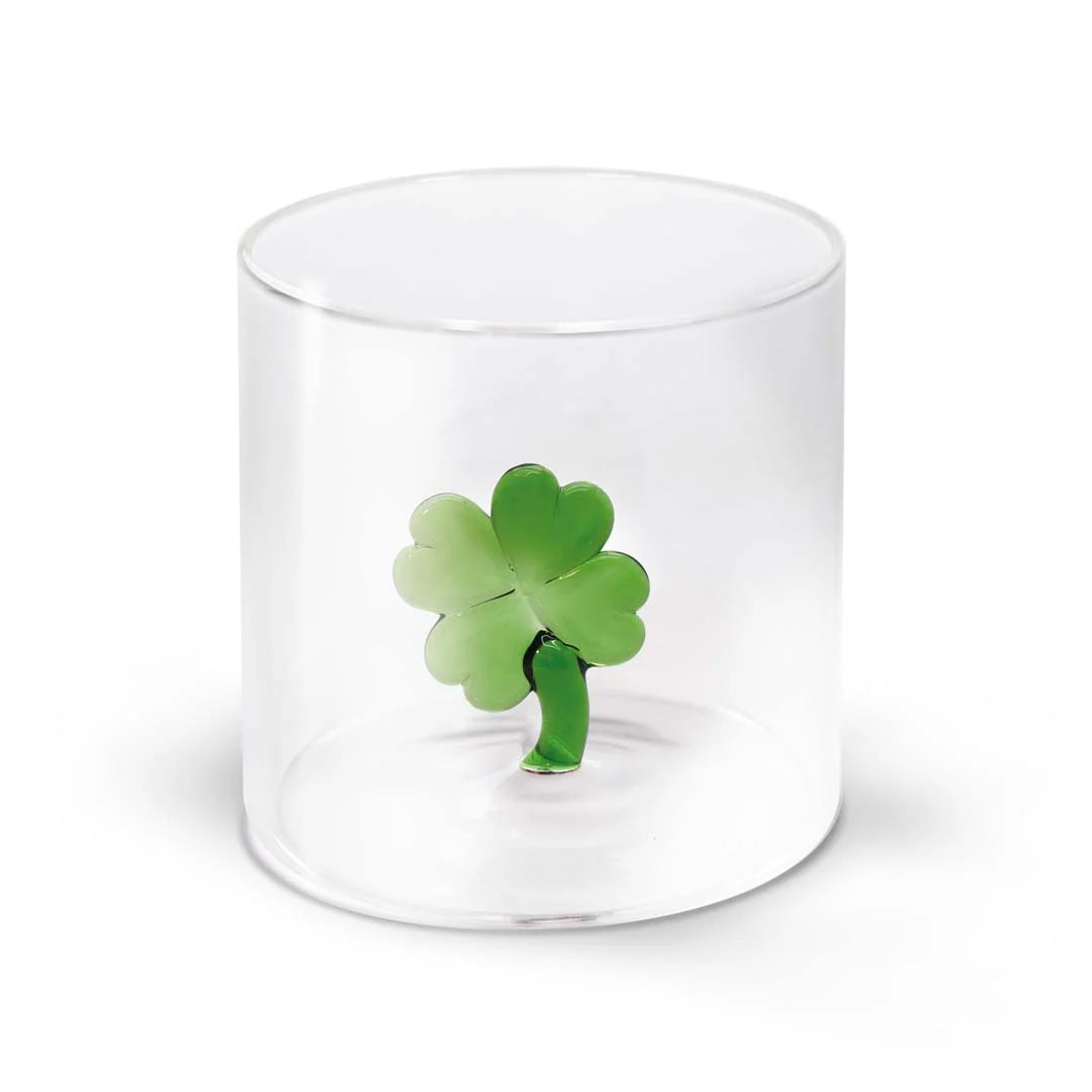 WD Glas 250ml in borosilicaat glas - klavertje deco