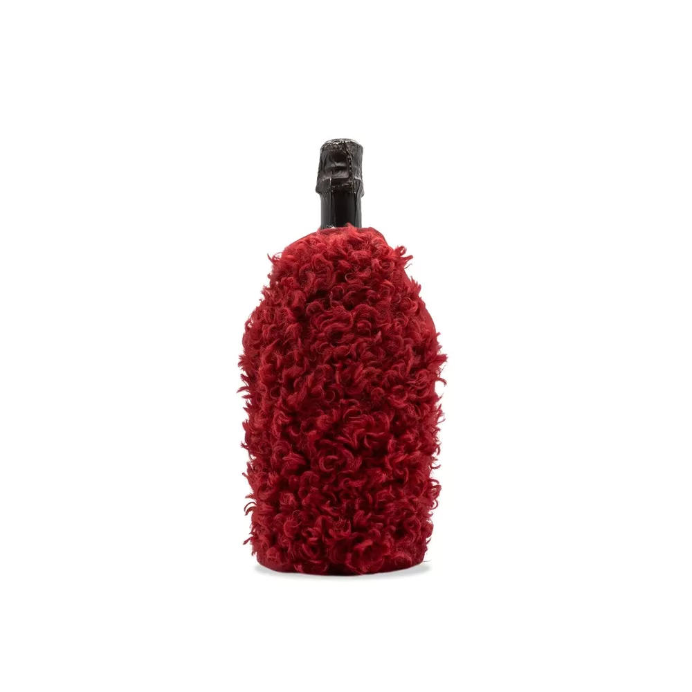 WD Wijnkoeler met decorative eco fur - rood