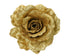Kerst roos op clip glitter 12cm - goud