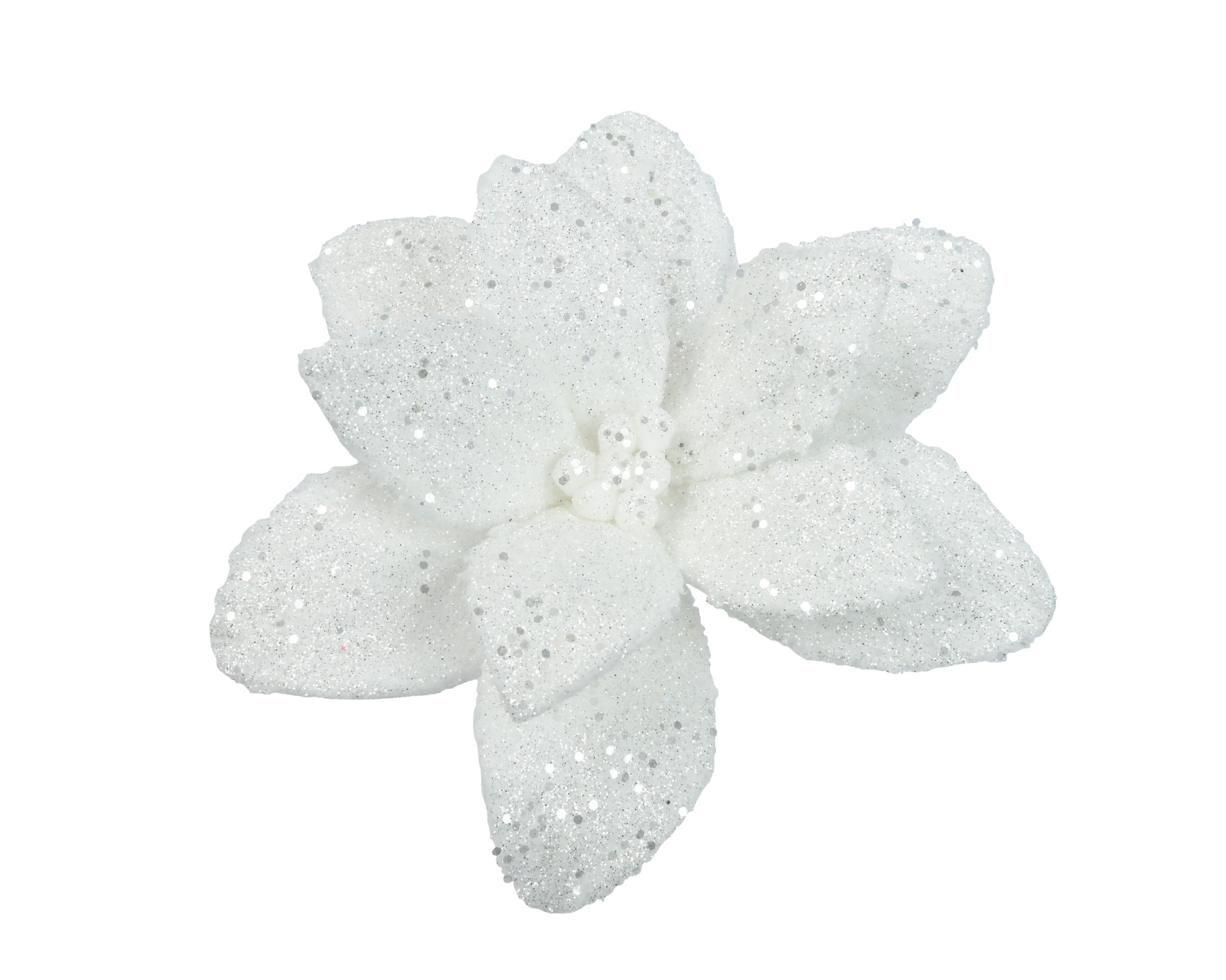 Kerst kerstster kunstbont op clip 28cm - wit
