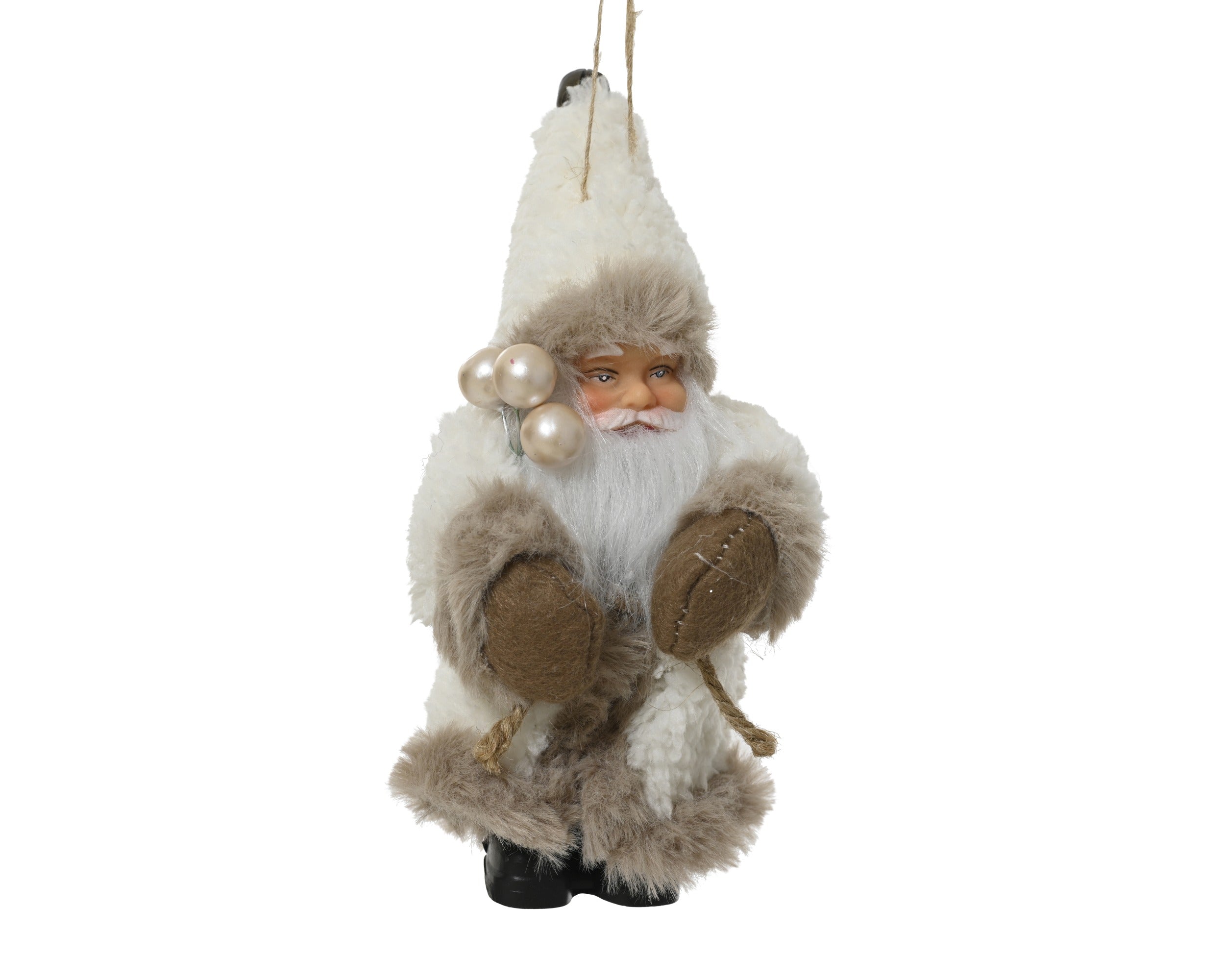 Kersthanger kerstman 8x6x13cm - wit/bruin