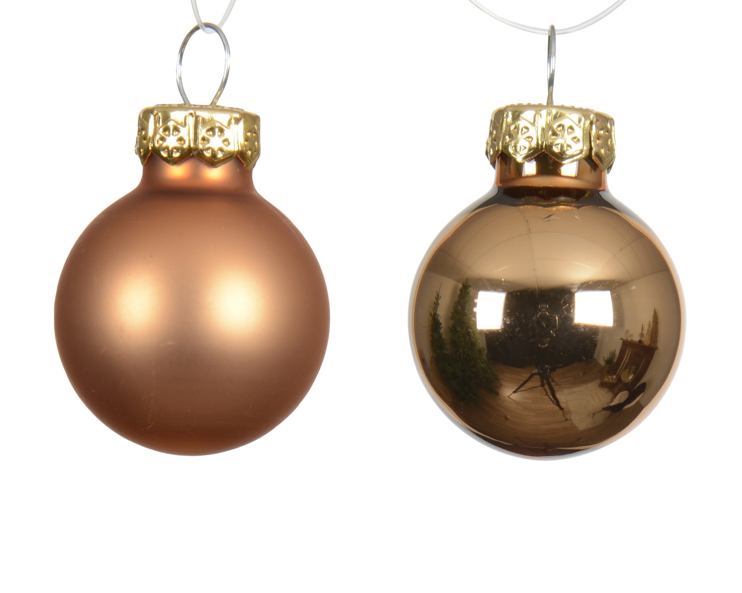 Kerstballen glas glans/mat mix 2.5cm - brandy 24st.