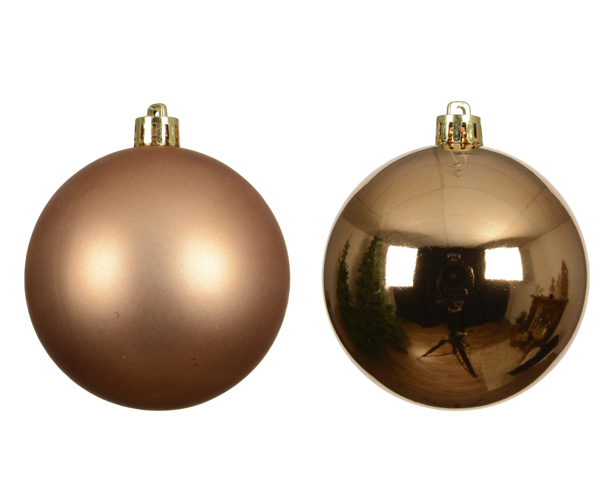 Kerstballen kunststof glans/mat mix 8cm - brandy 6st.