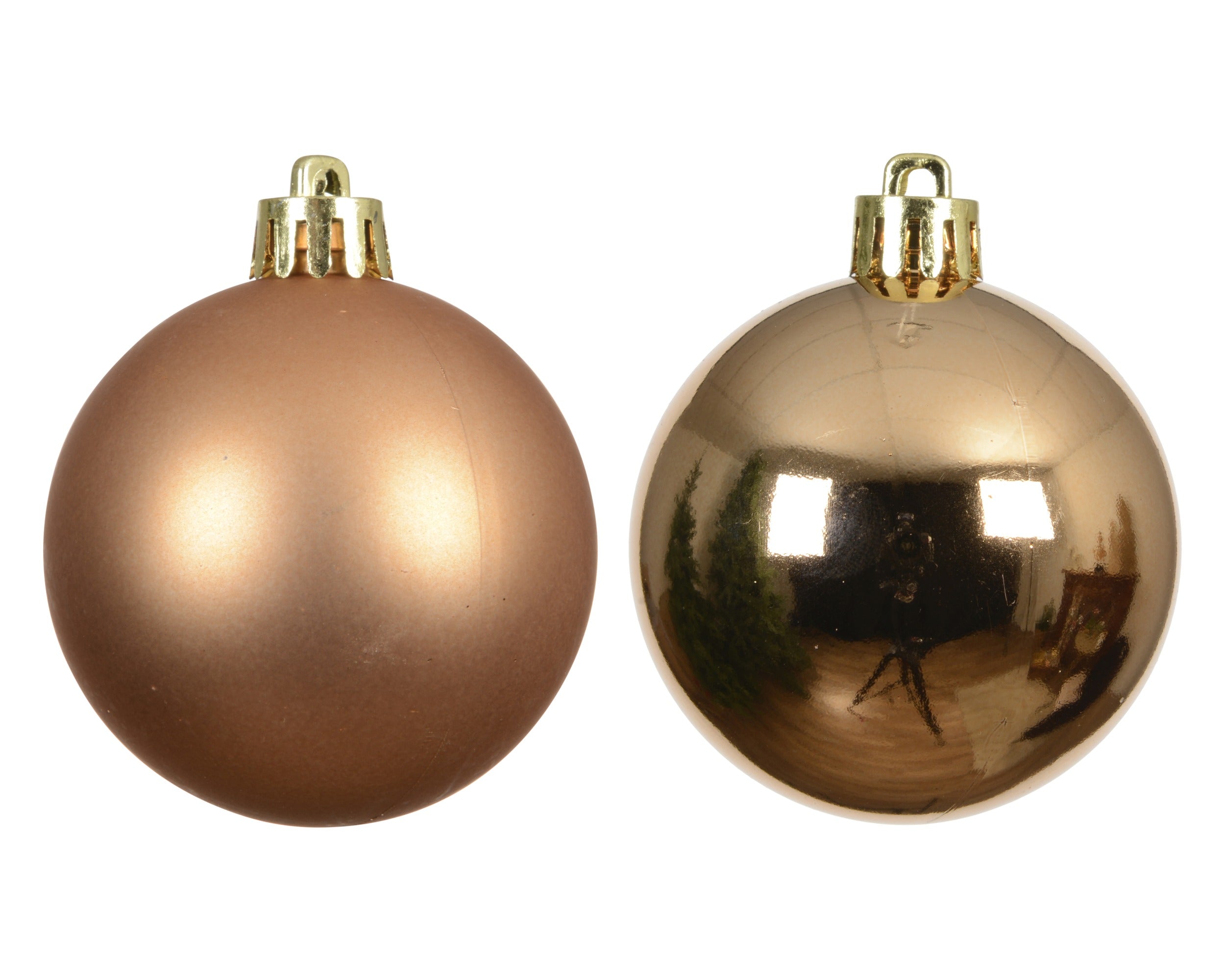 Kerstballen kunststof glans/mat mix 10cm - brandy 4st.