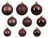 Kerstballen kunststof glans/mat/glitter mix 6cm 5cm 4cm - maroon 30st.