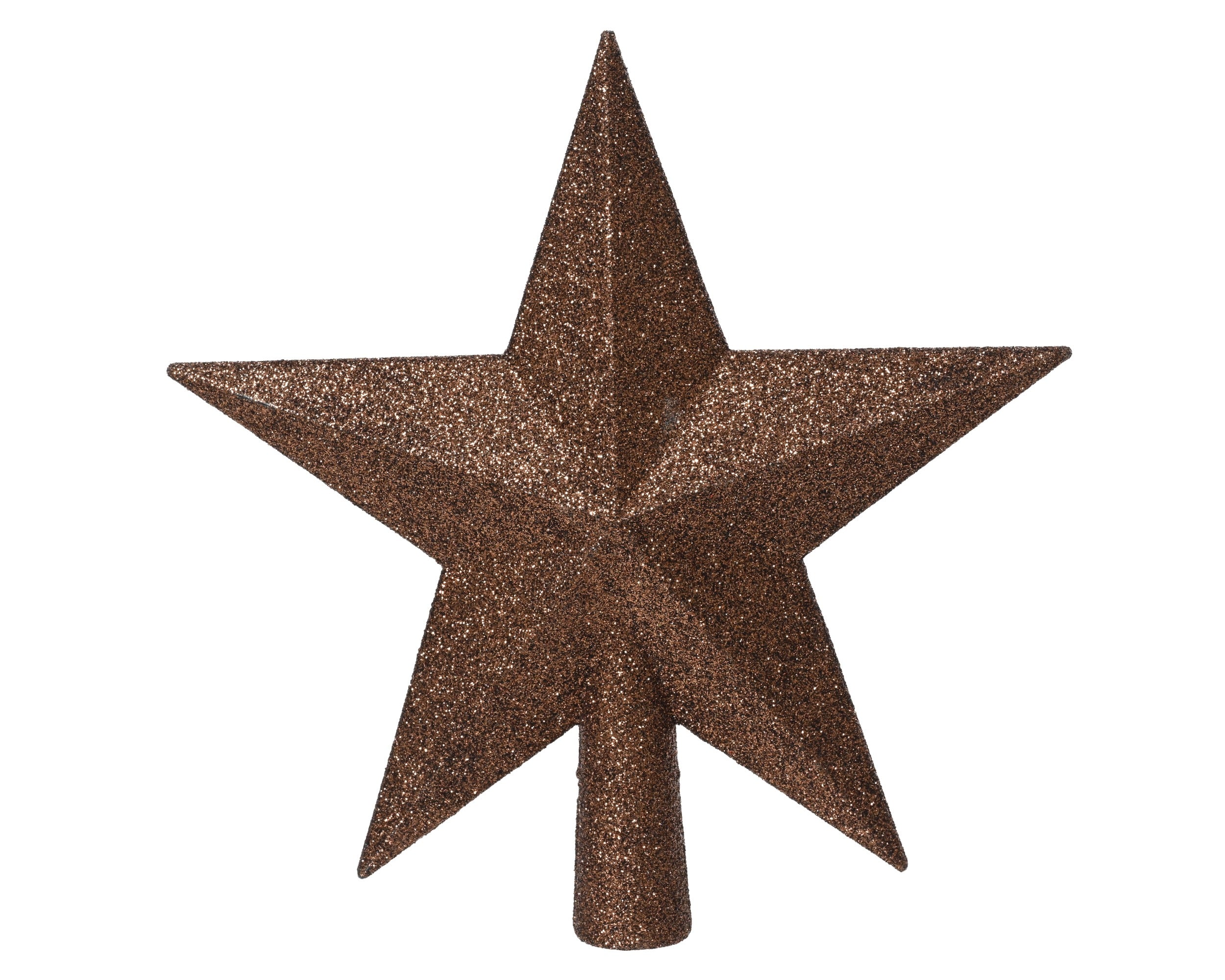 Kerst piek kunststof glitter 19cm - espresso
