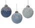 Kerstballen glas 8cm - blauw - ass. 3st. (prijs per verpakk.)