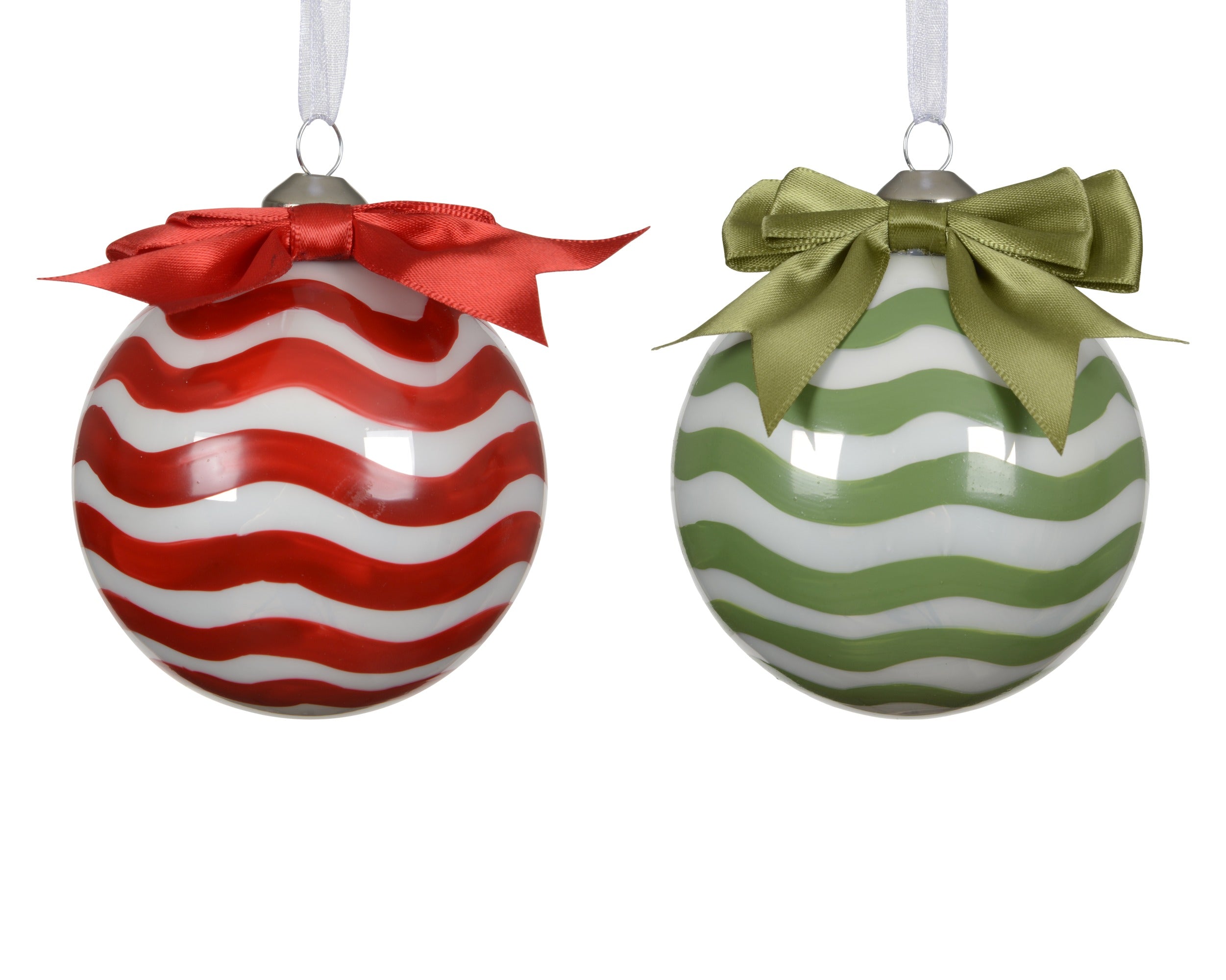 Kerstbal glas 8cm - rood/groen - ass. (prijs per stuk)