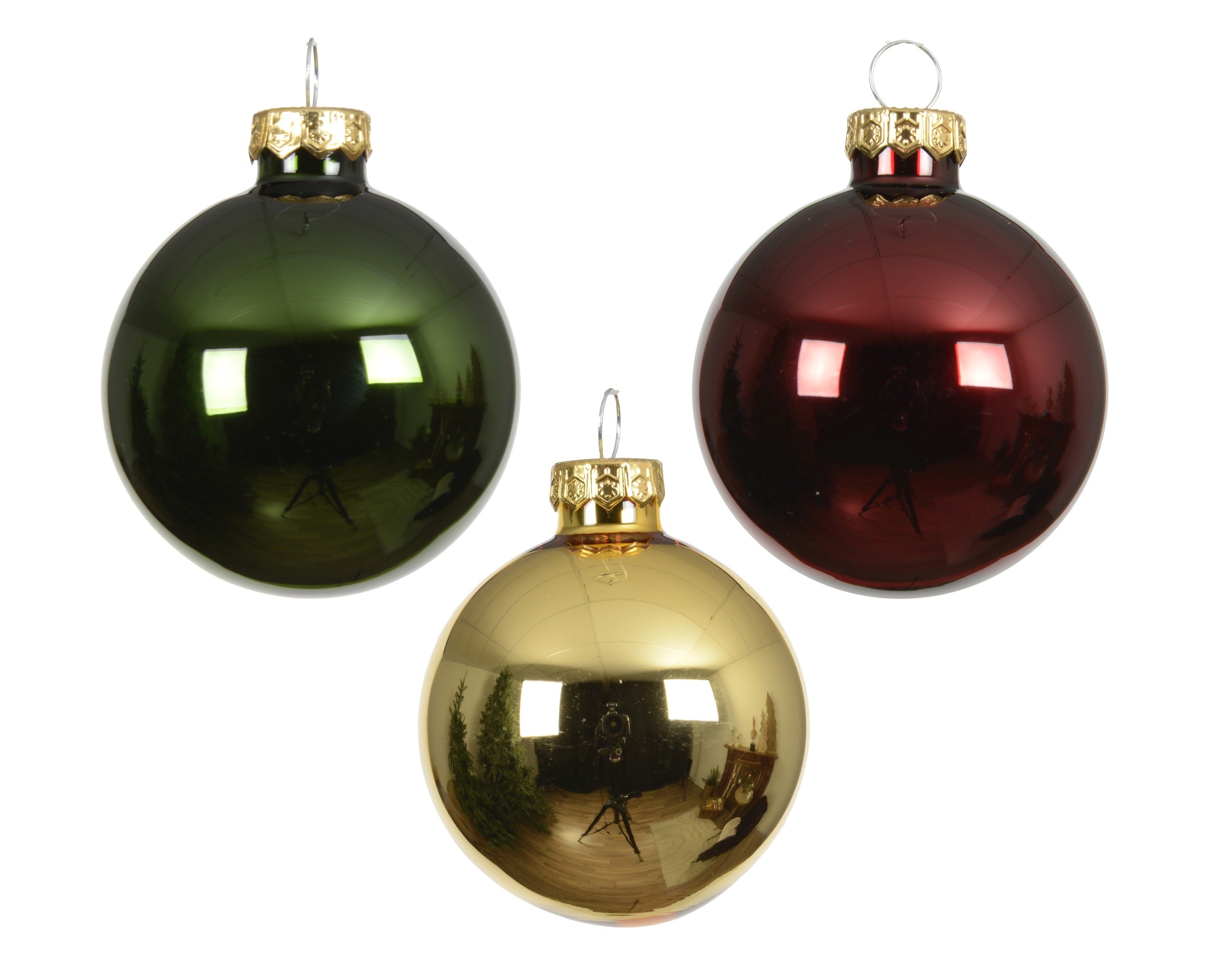 Kerstballen glas glans 8cm - multi 16st.