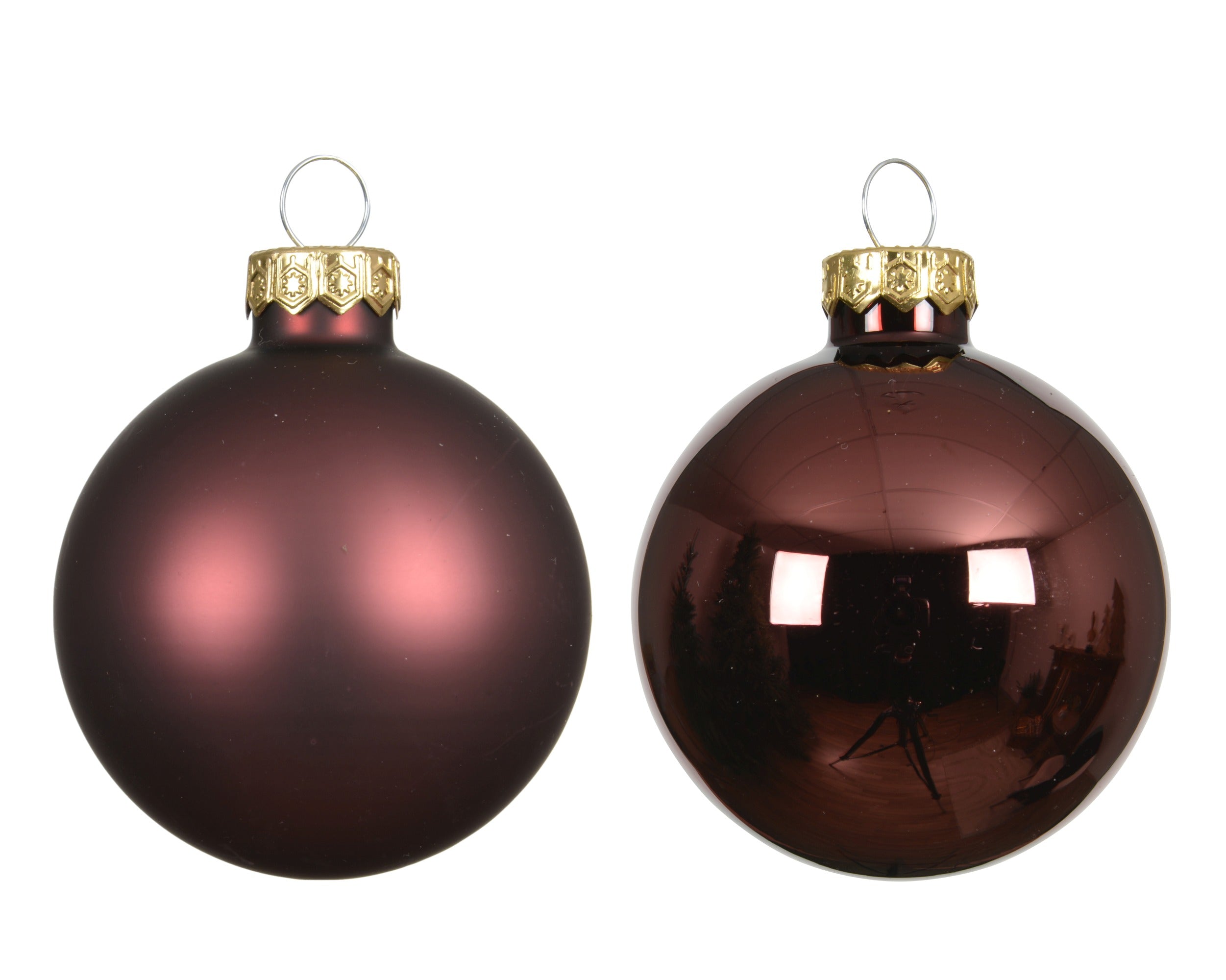 Kerstballen glas glans/mat mix 8cm - maroon 6st.