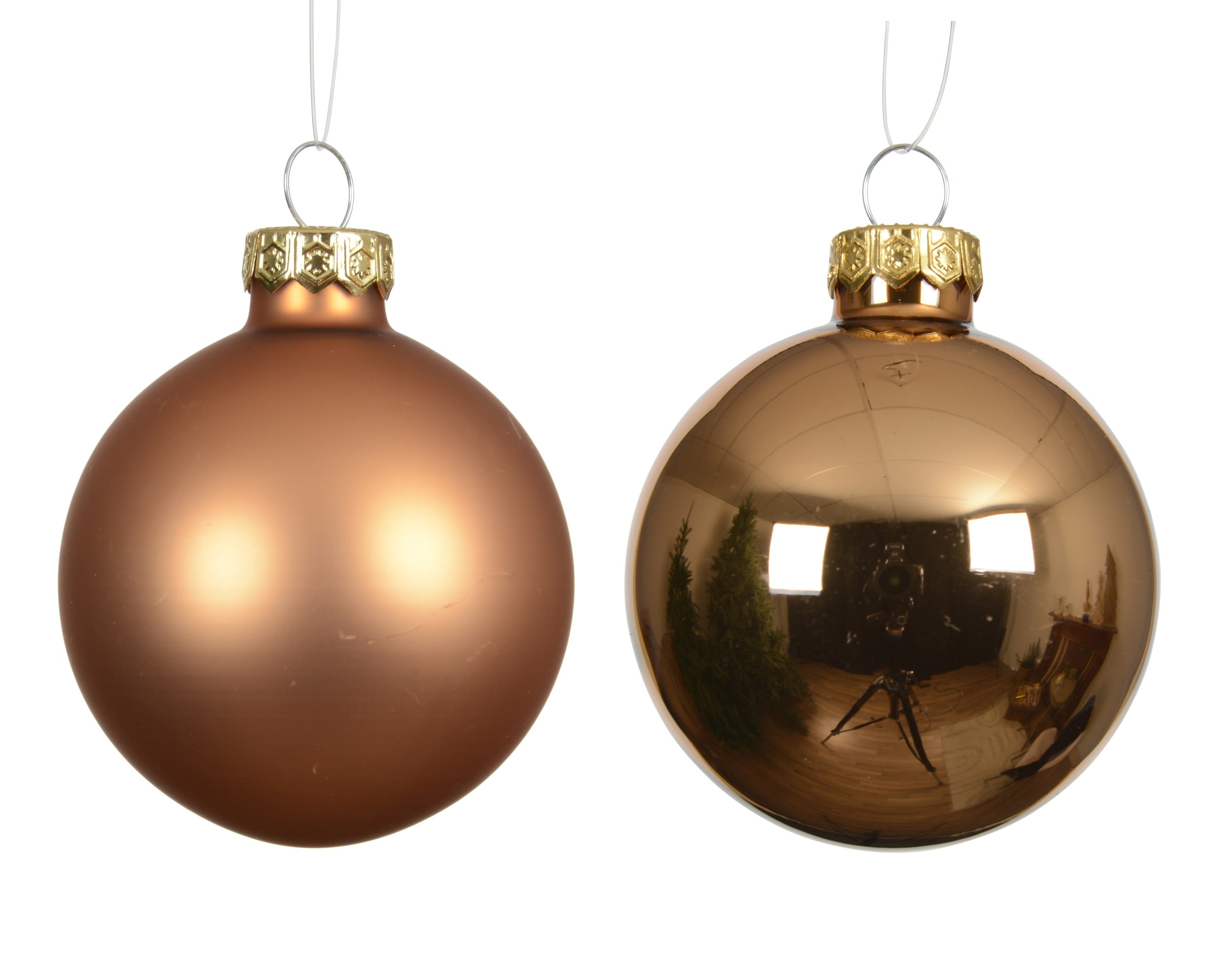 Kerstballen glas glans/mat mix 10cm - brandy 4st.
