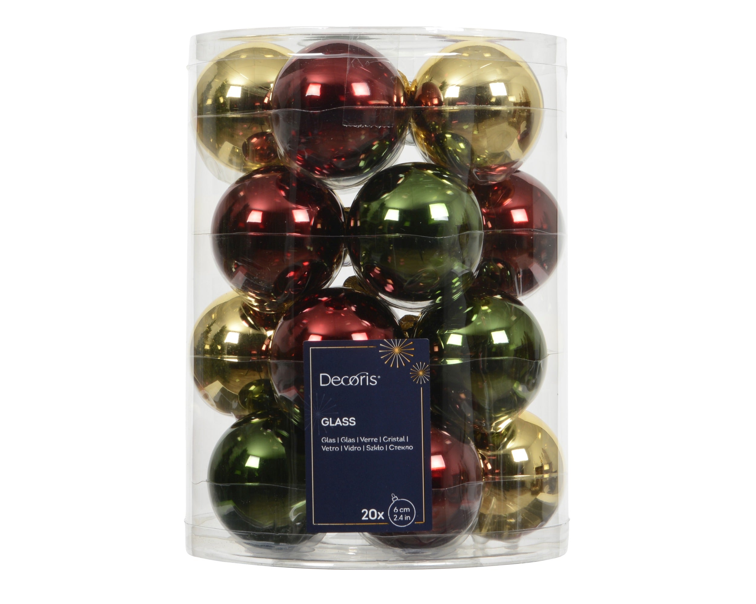 Kerstballen glas glans mix 6cm - multi 20st.