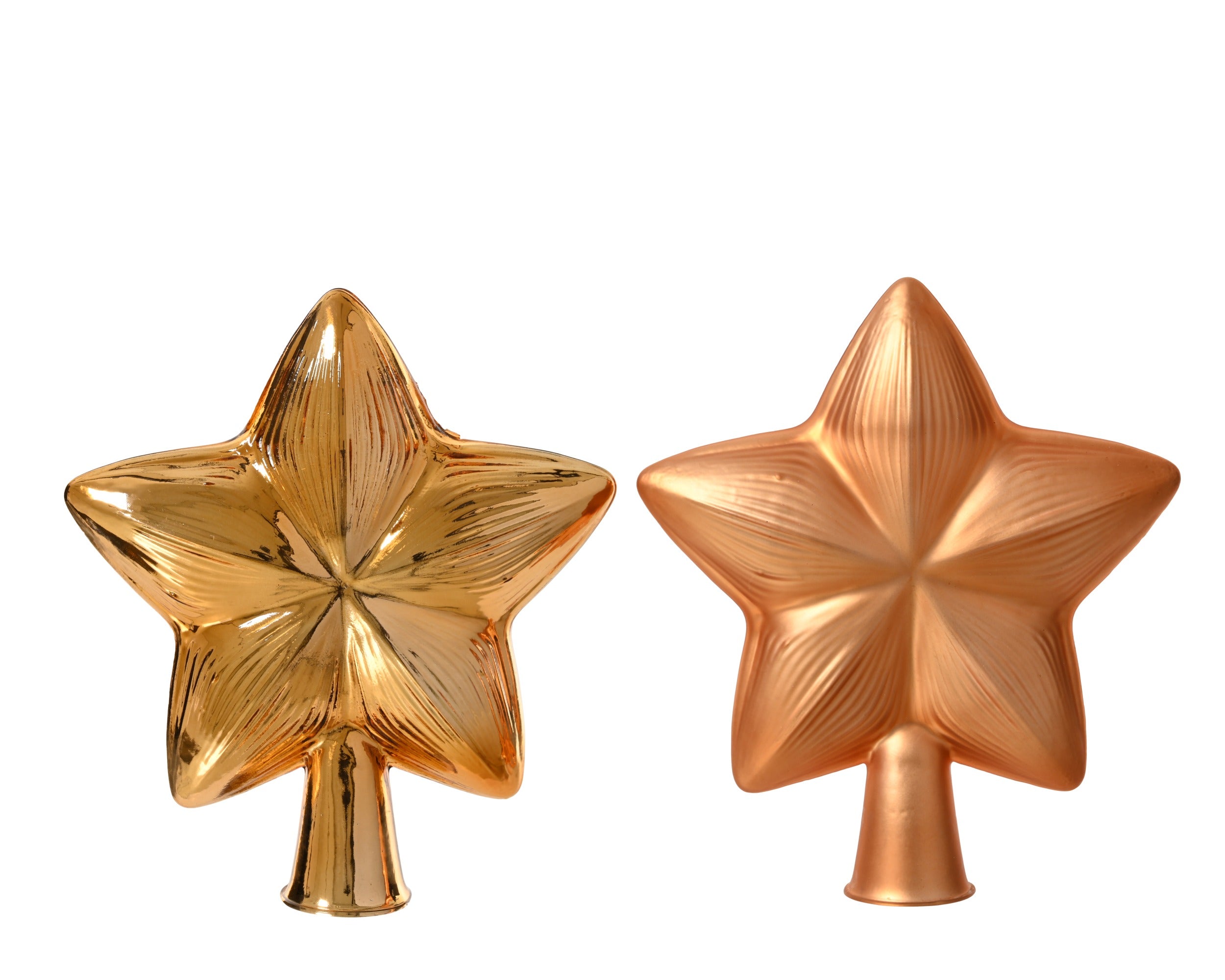 Kerst piek ster glas glans/mat 17cm - brandy - ass. (prijs per stuk)