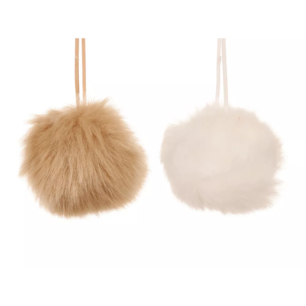 Kerstbal polyester stof 8cm - ass. (prijs per stuk)