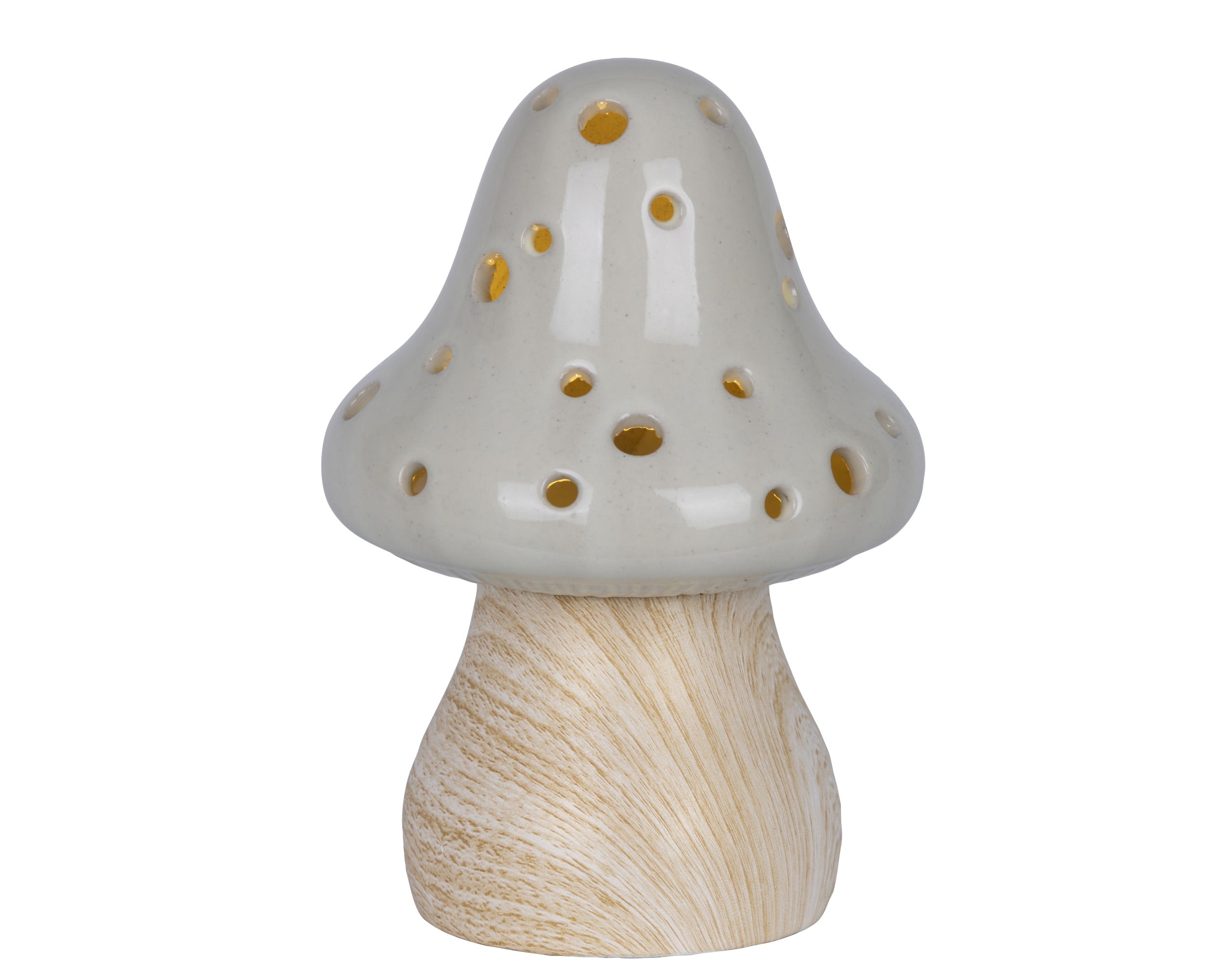 Lumineo LED paddenstoel porselein binnen 11.8x16.5cm - wit - warm wit