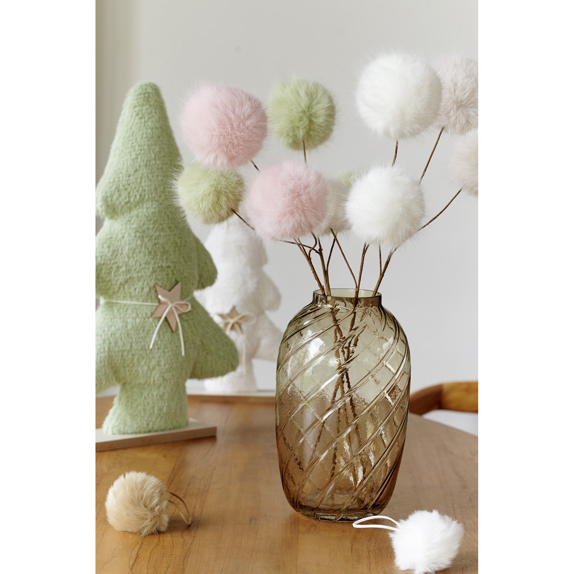 Kerst fluffy bulbs 12x70cm - salie groen