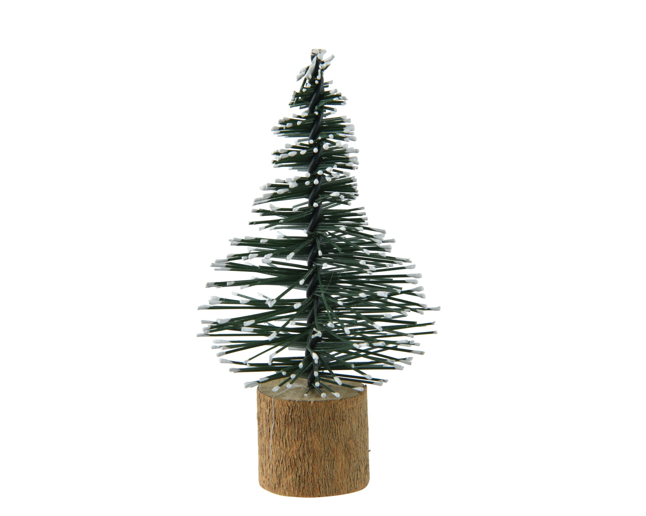 Kerstdeco boom mini brush 4.5x8cm - groen/wit