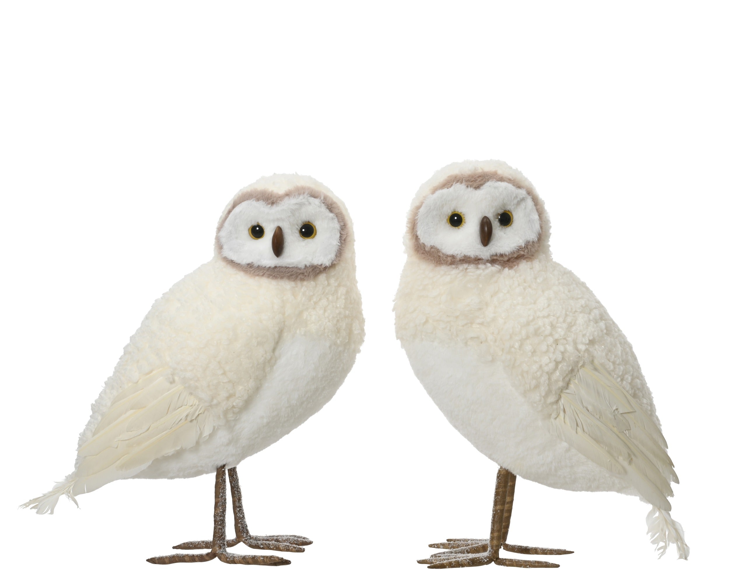 Kerstdeco uil kunstbont 11x14x21cm - creme - ass. (prijs per stuk)