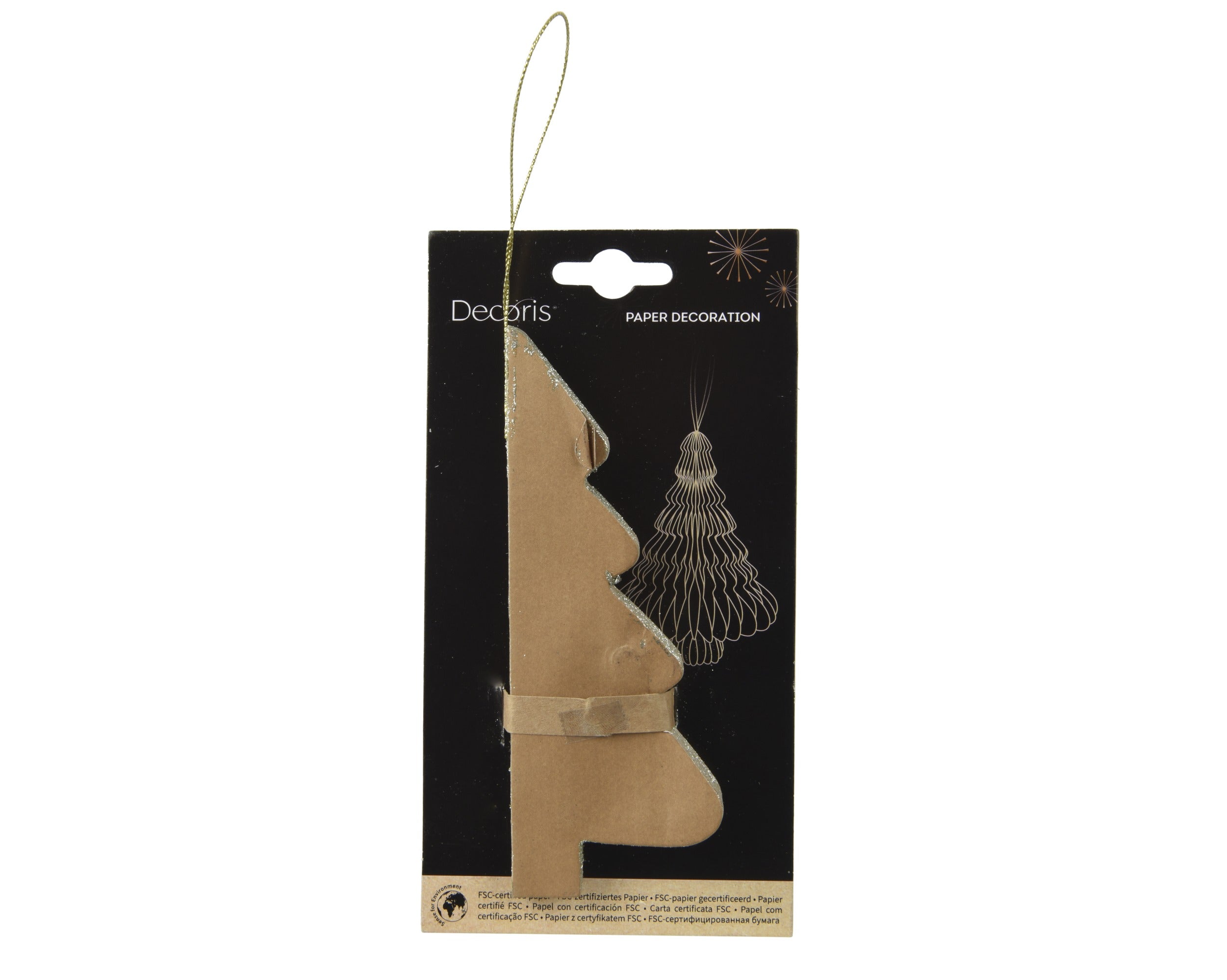 Kerstdeco boom papier 11.25x15cm - bruin