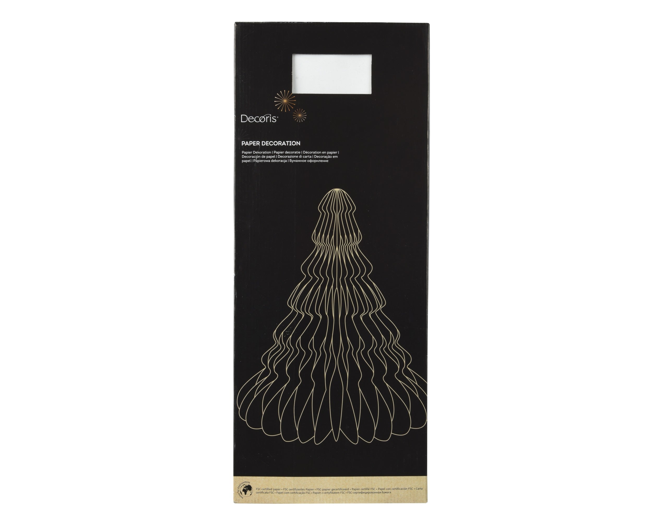 Kerstdeco boom papier 48x60cm - wit