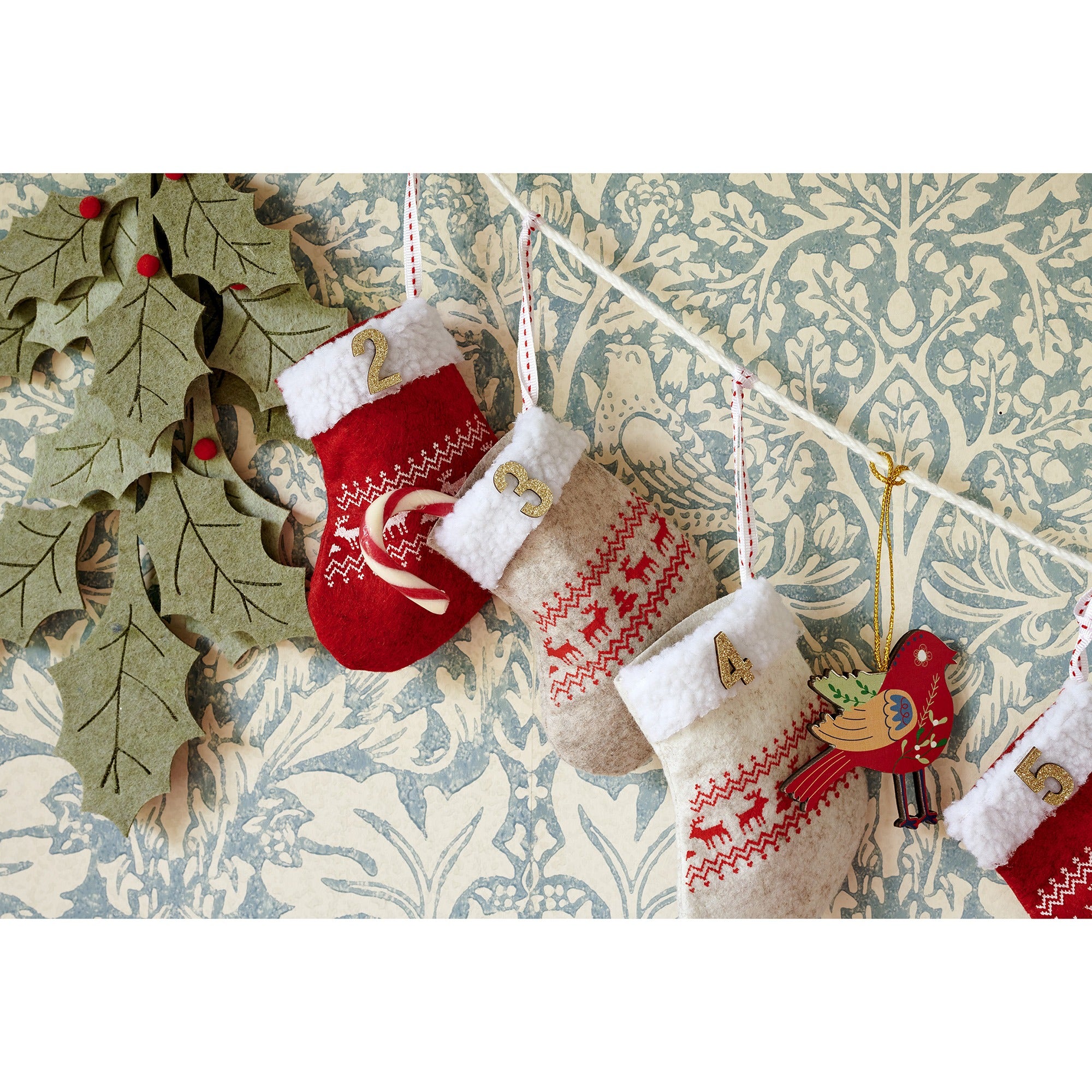 Kerst tak vilt 28cm - groen