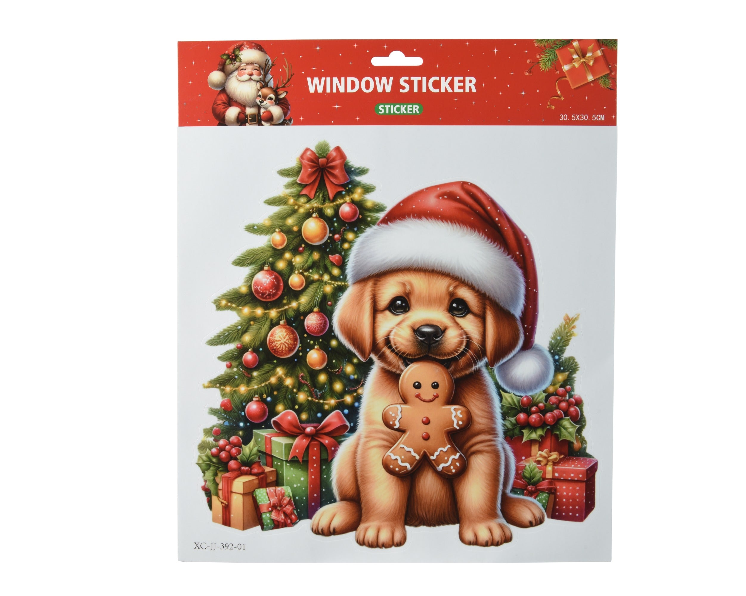 Kerst sticker pvc hond 30.5cm - multi