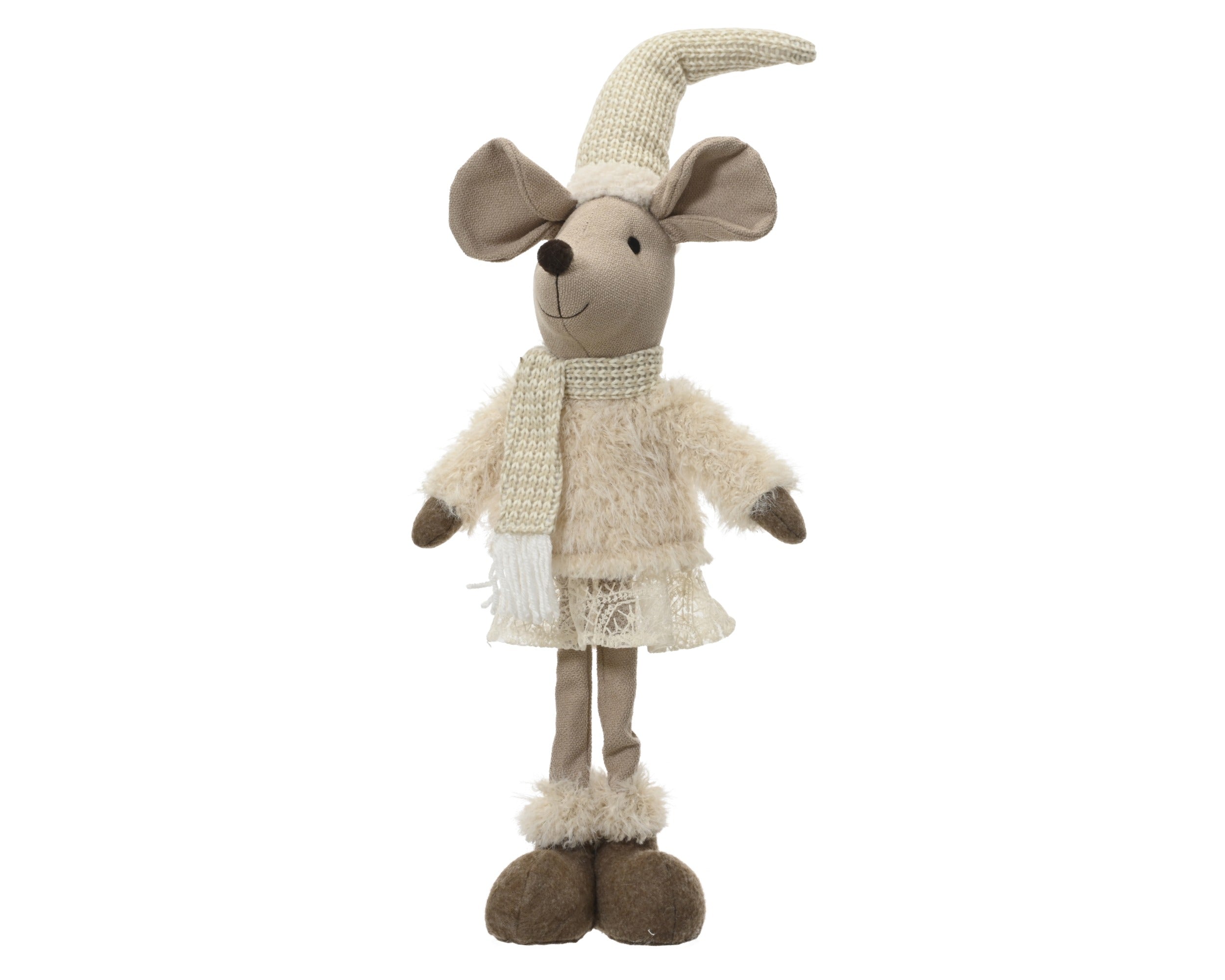 Kerstdeco muis 60cm - creme