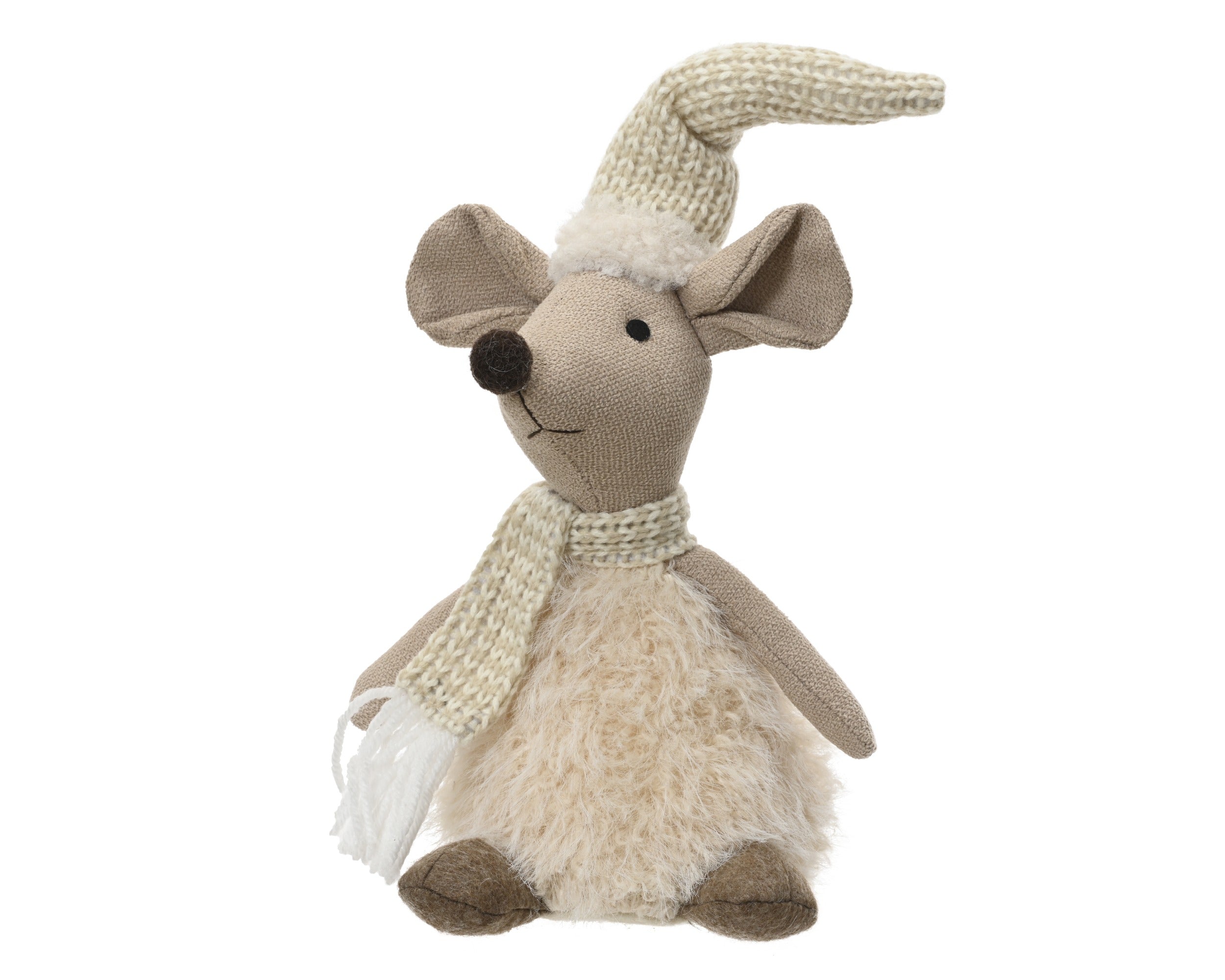 Kerstdeco muis 29cm - creme