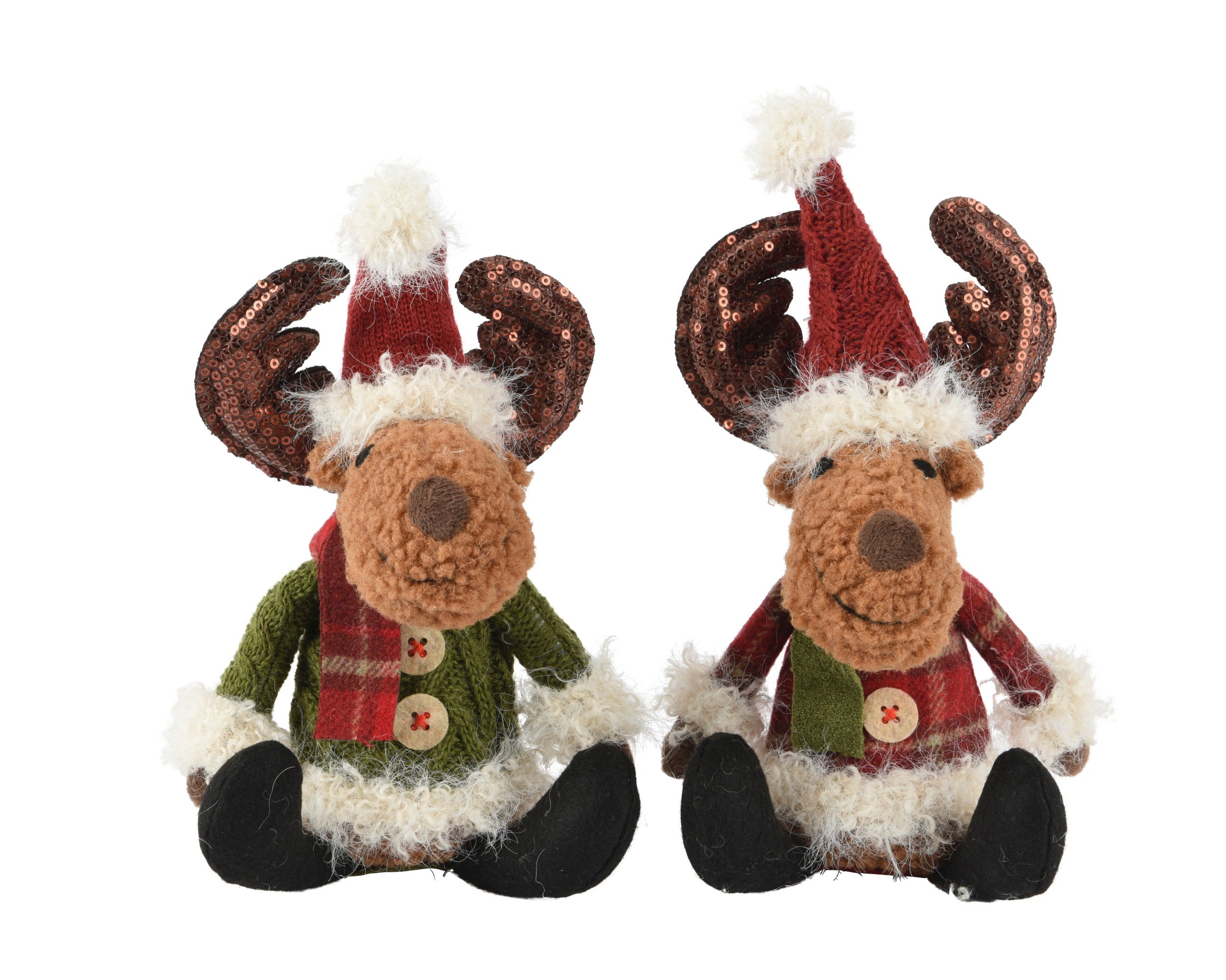 Kerstdeco hert zittend 23cm - ass. (prijs per stuk)