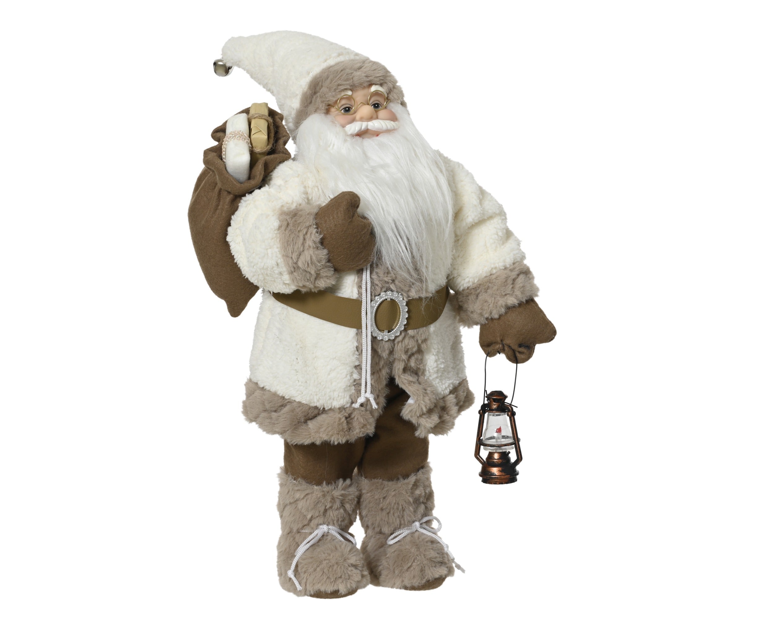 Kerstman 26x60cm - wit/bruin