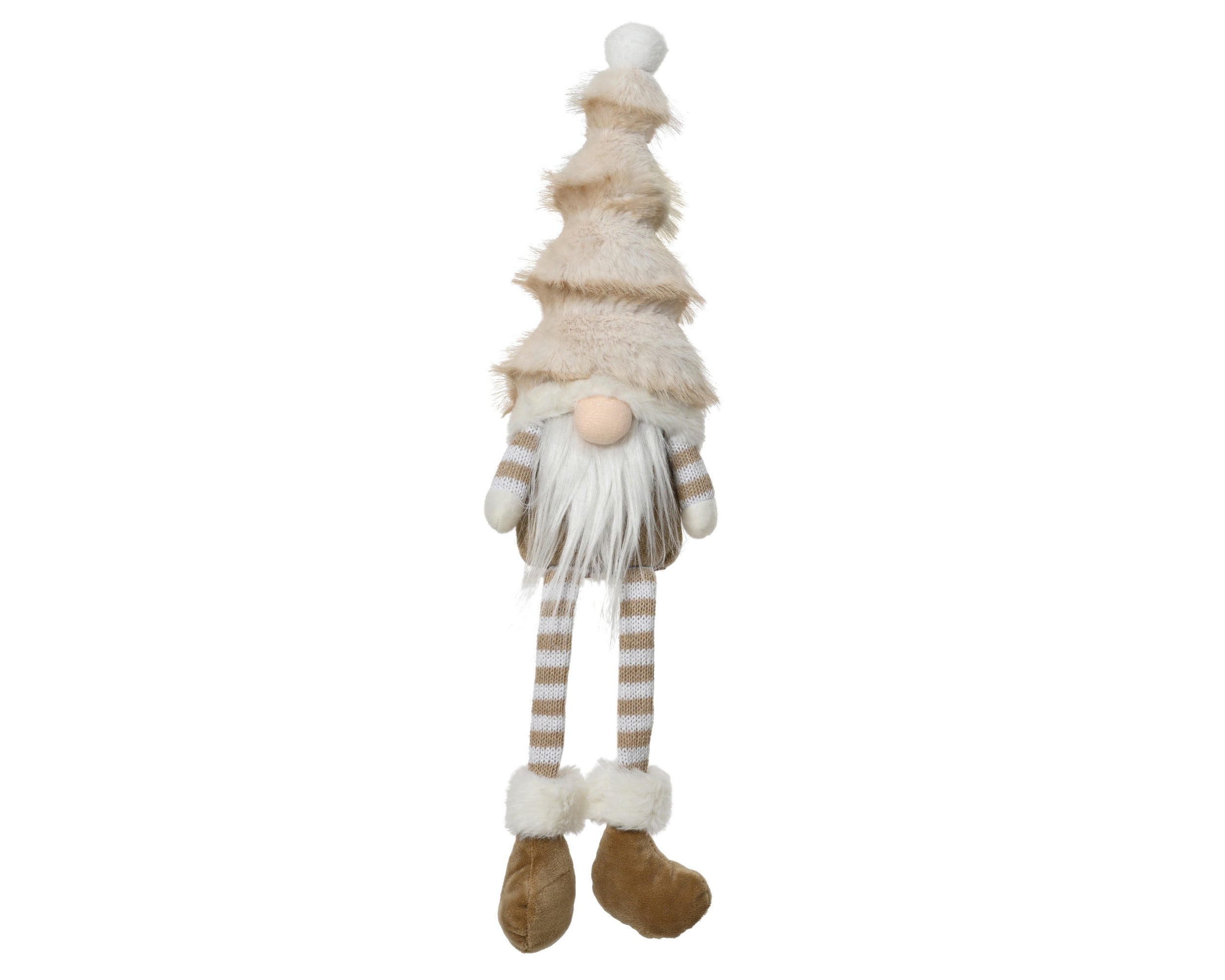 Kerstdeco gnoom polyester 45cm - beige