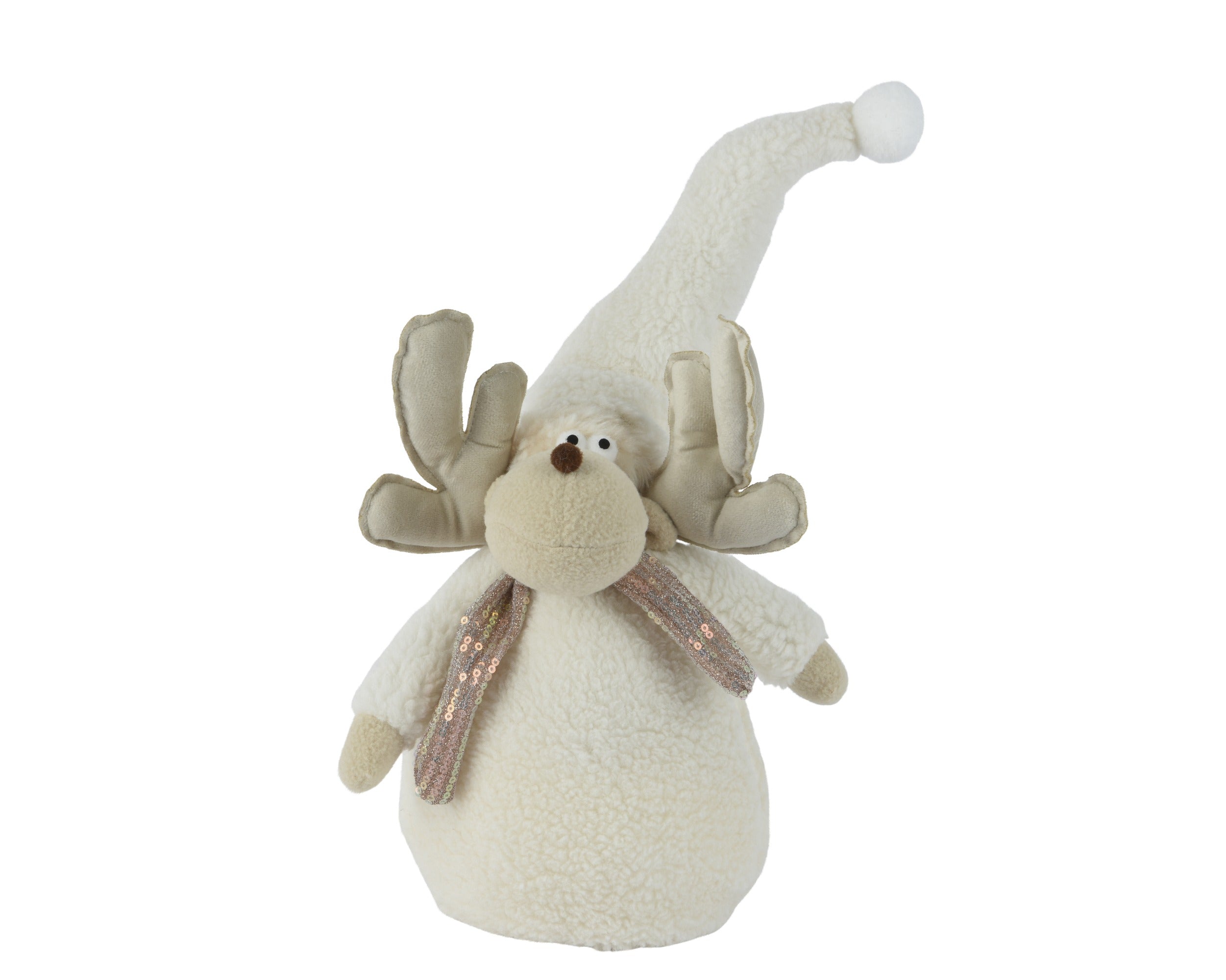 Kerstdeco hert zittend 38cm - wit