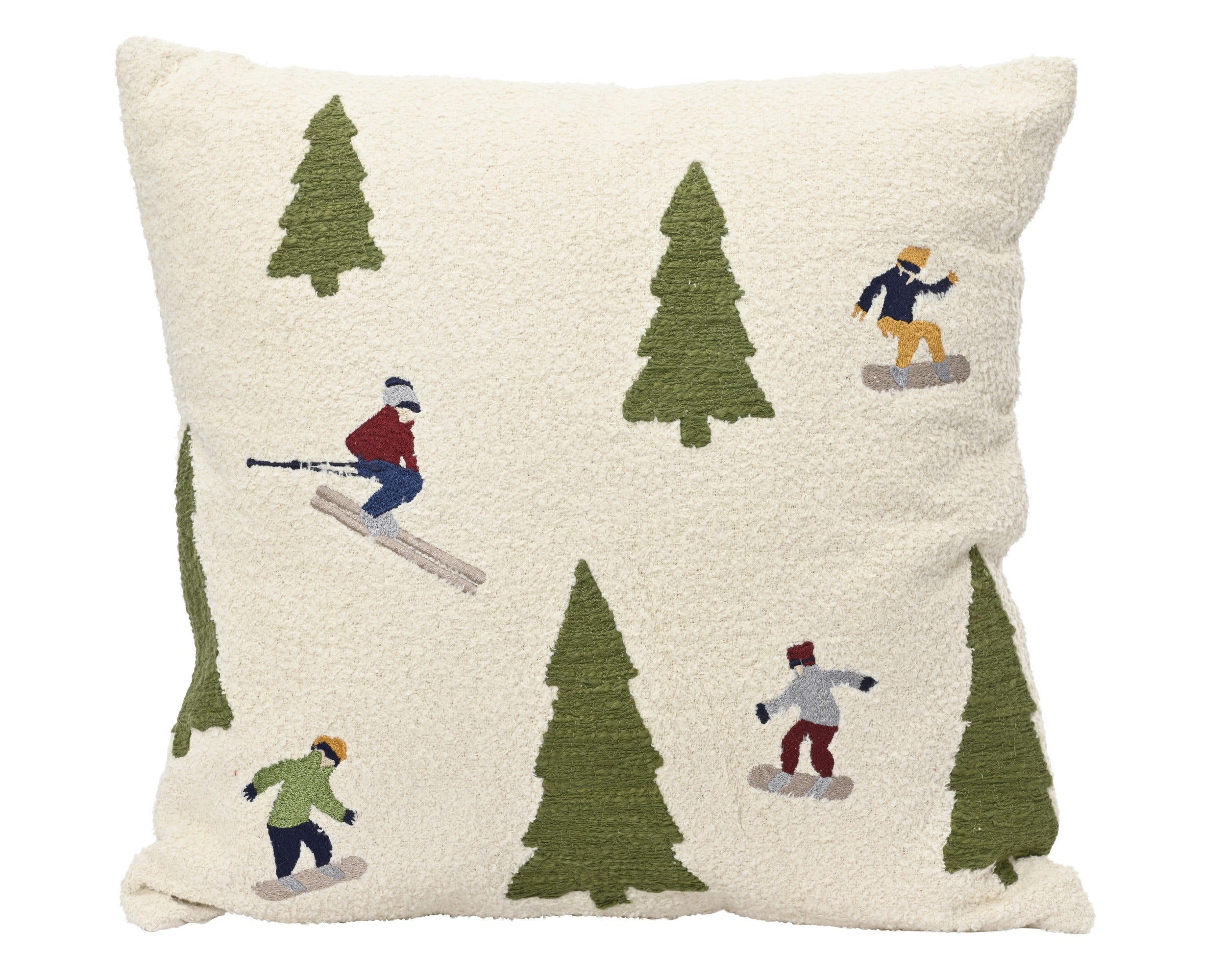 Kerst kussen katoen 45cm - groen/wit