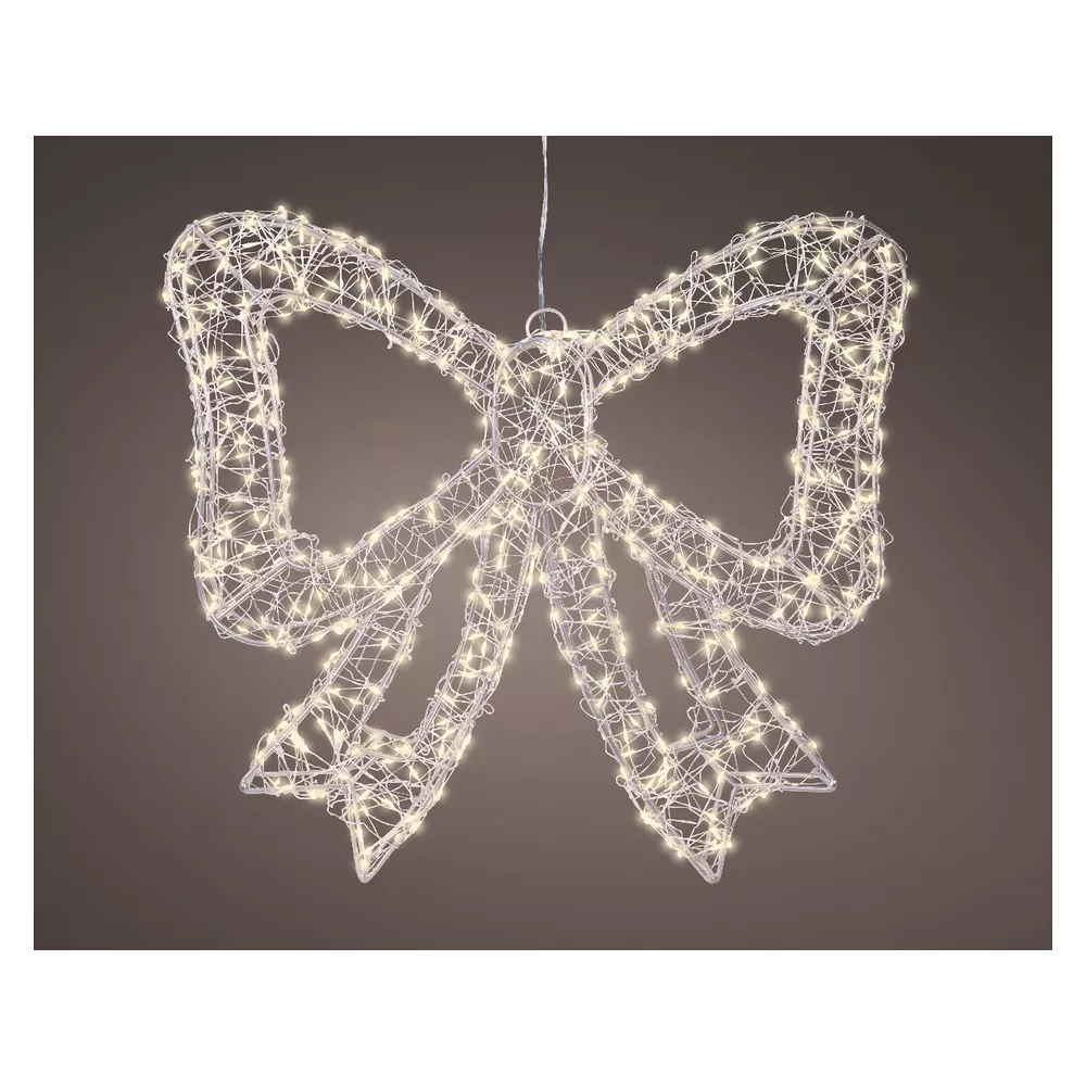 Kerstverlichting strik LED 38x4.5x34cm - zilver/warm wit