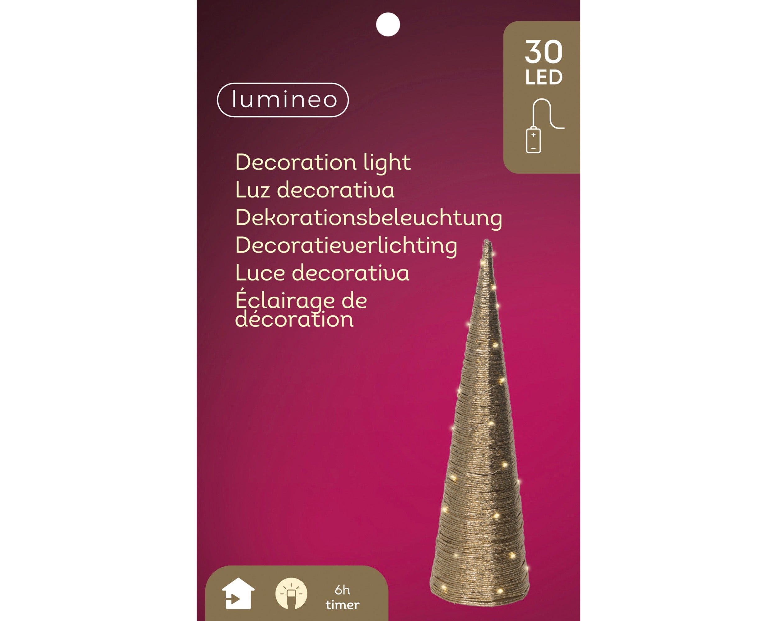 Lumineo micro LED kegel binnen 60cm - goud - warm wit