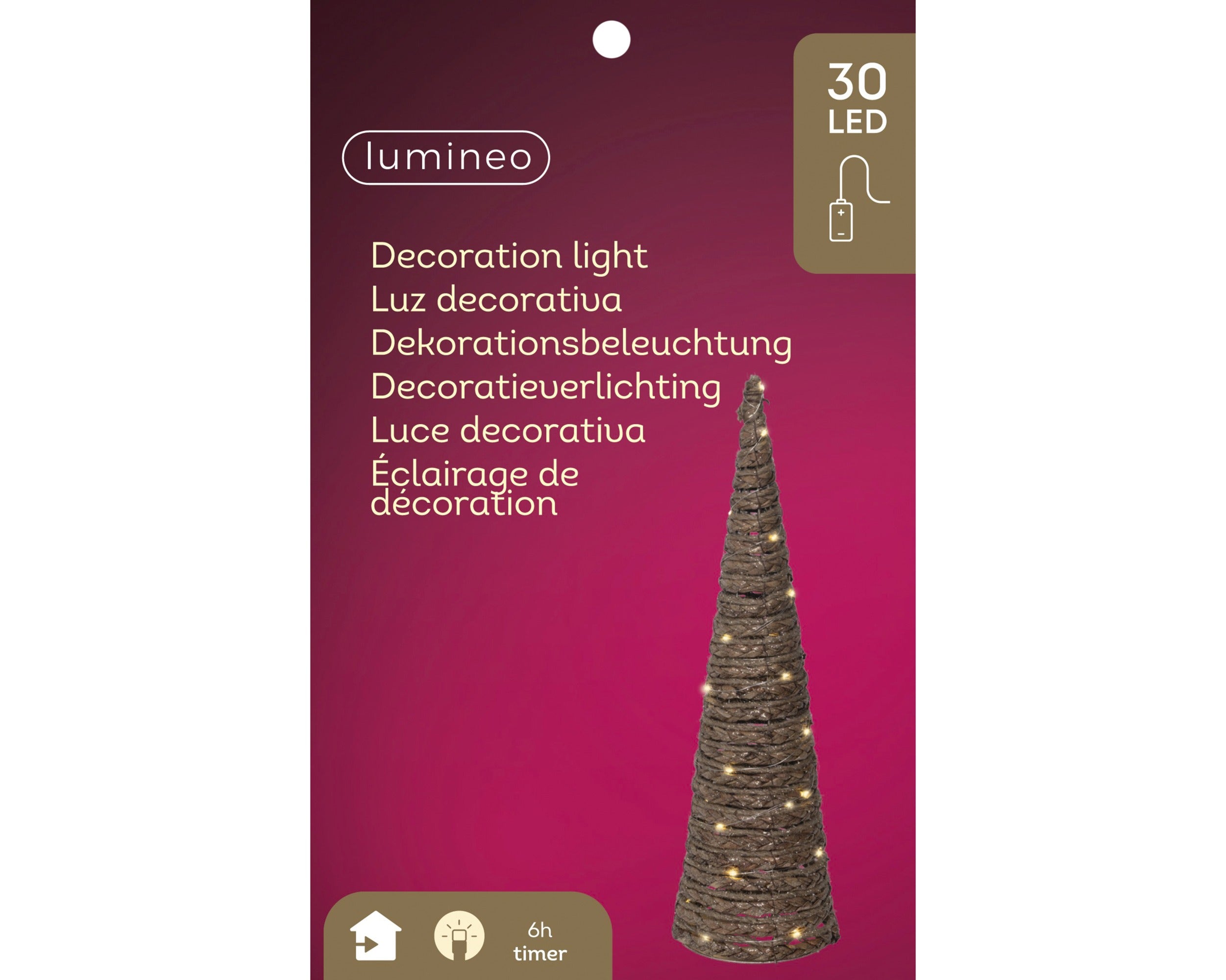 Lumineo micro LED kegel binnen 60cm - bruin - warm wit