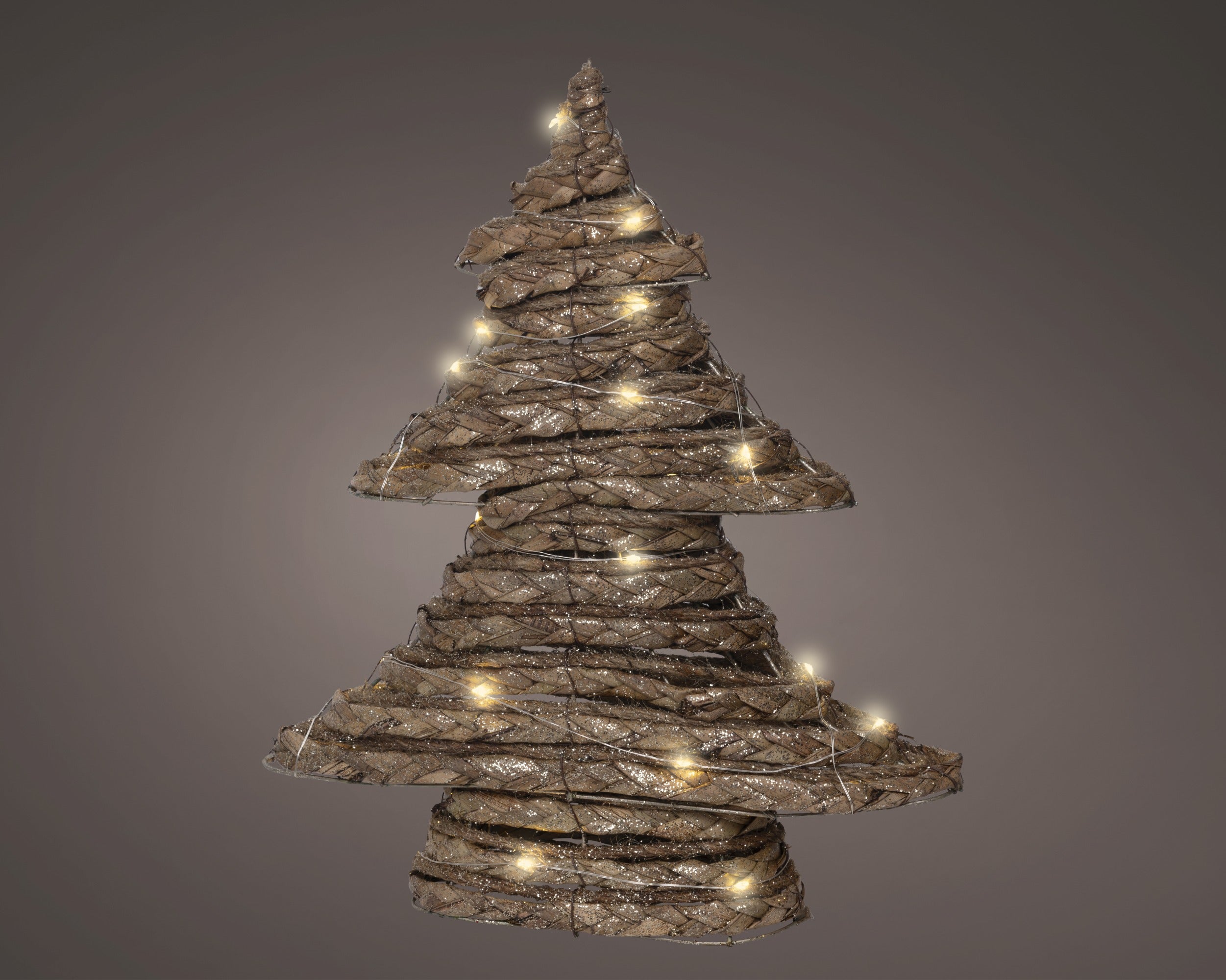 Lumineo micro LED boom binnen 40cm - bruin - warm wit