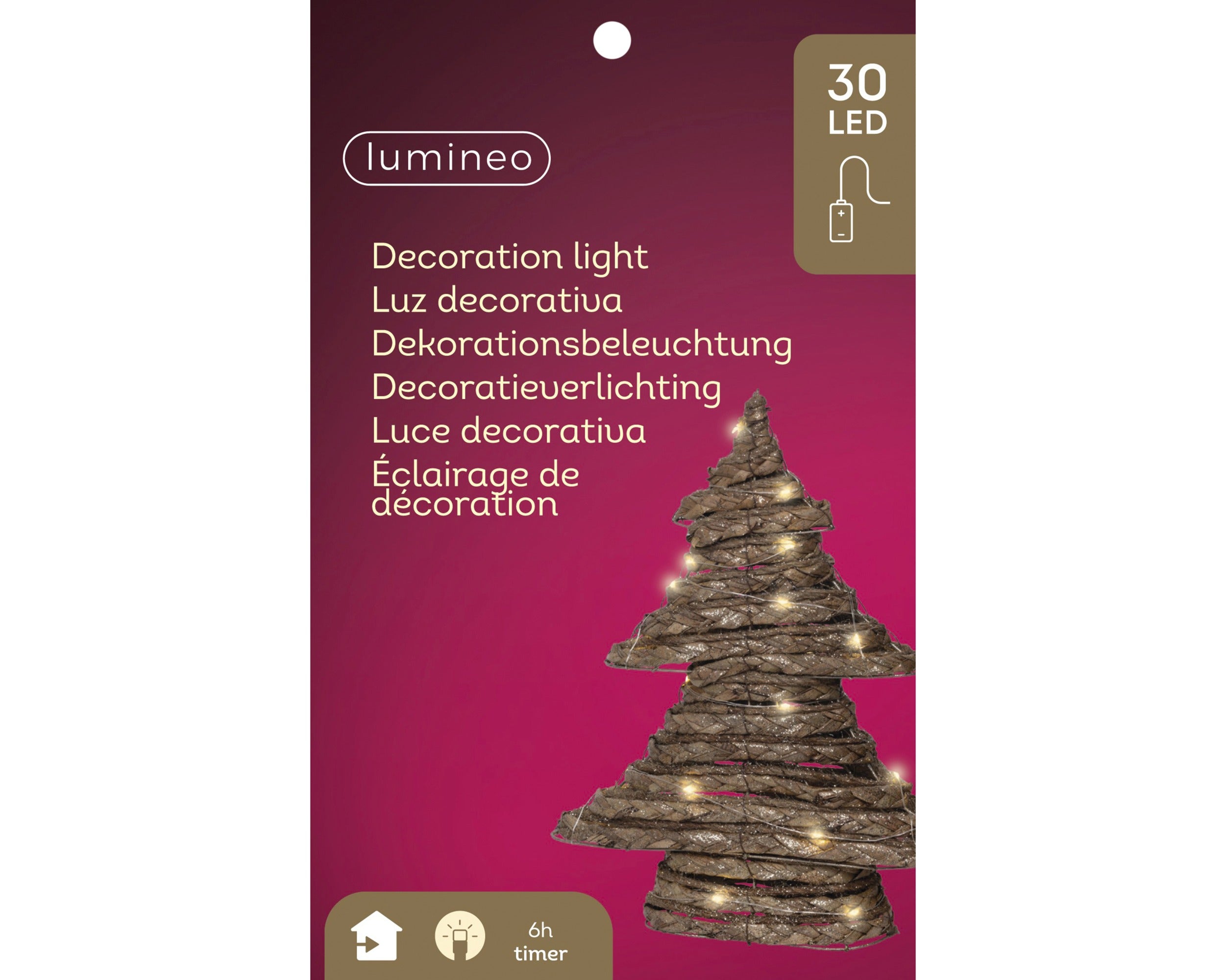 Lumineo micro LED boom binnen 40cm - bruin - warm wit