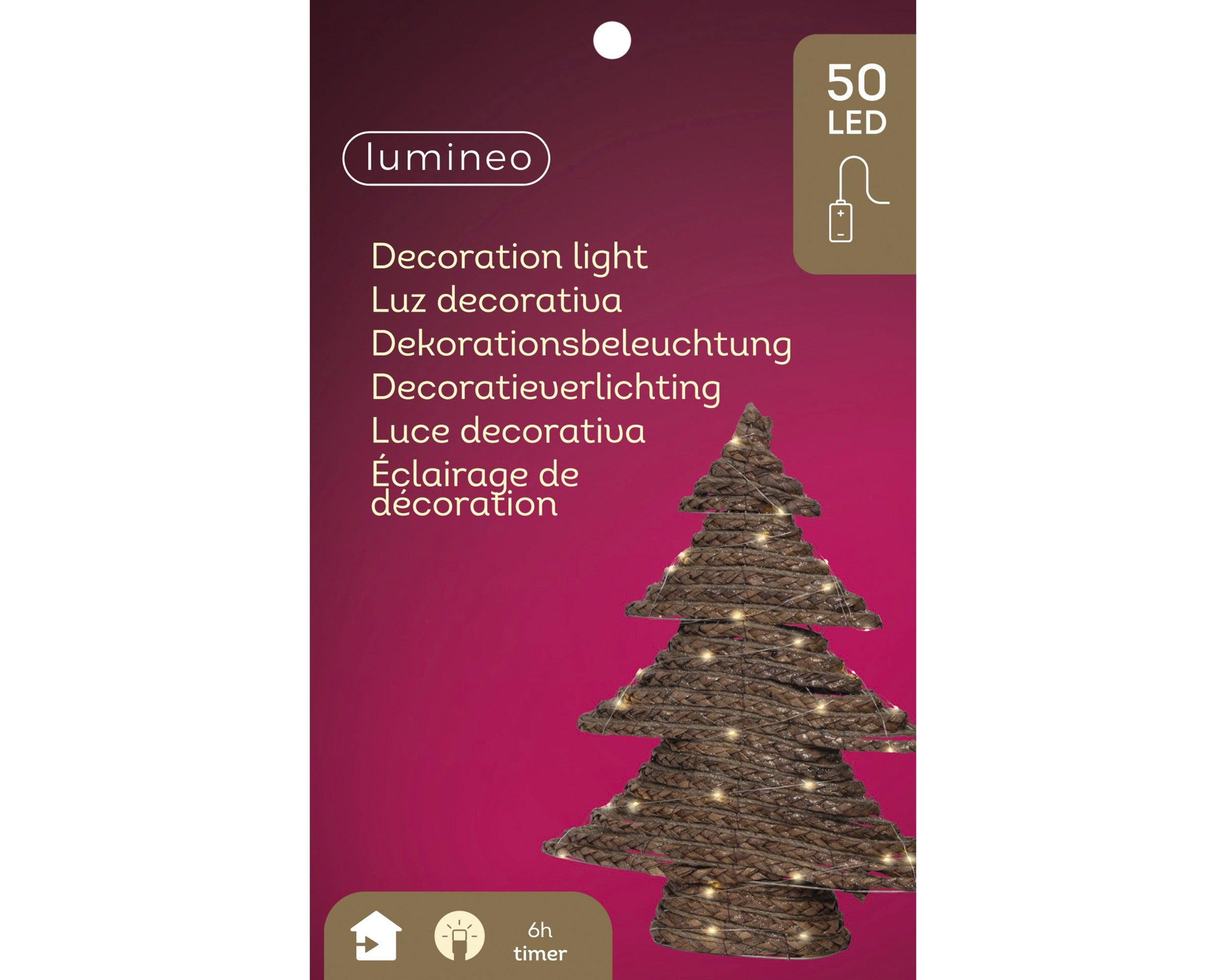 Lumineo micro LED boom binnen 60cm - bruin - warm wit