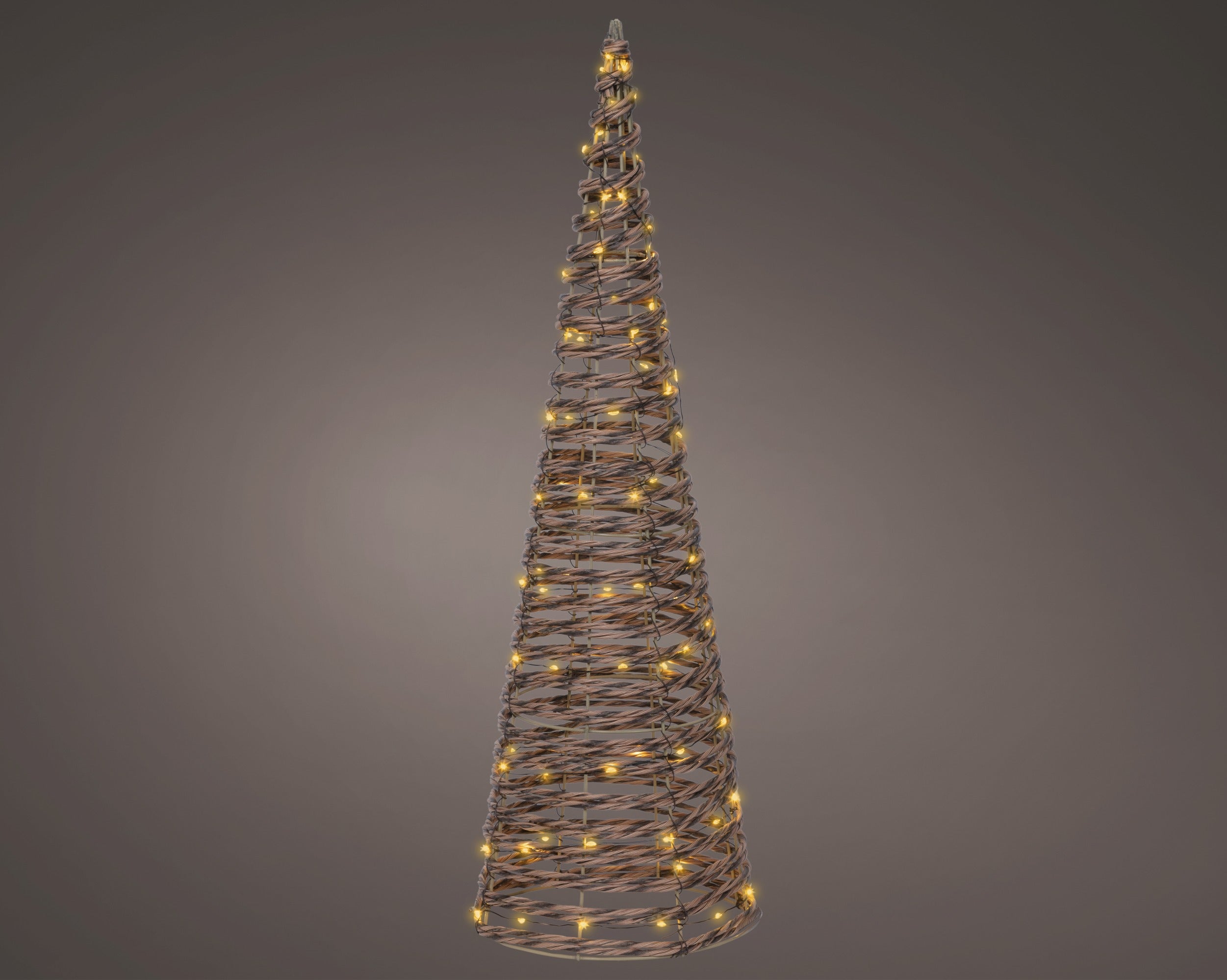 Lumineo micro LED kegel rotan buiten 60cm - bruin - klassiek warm